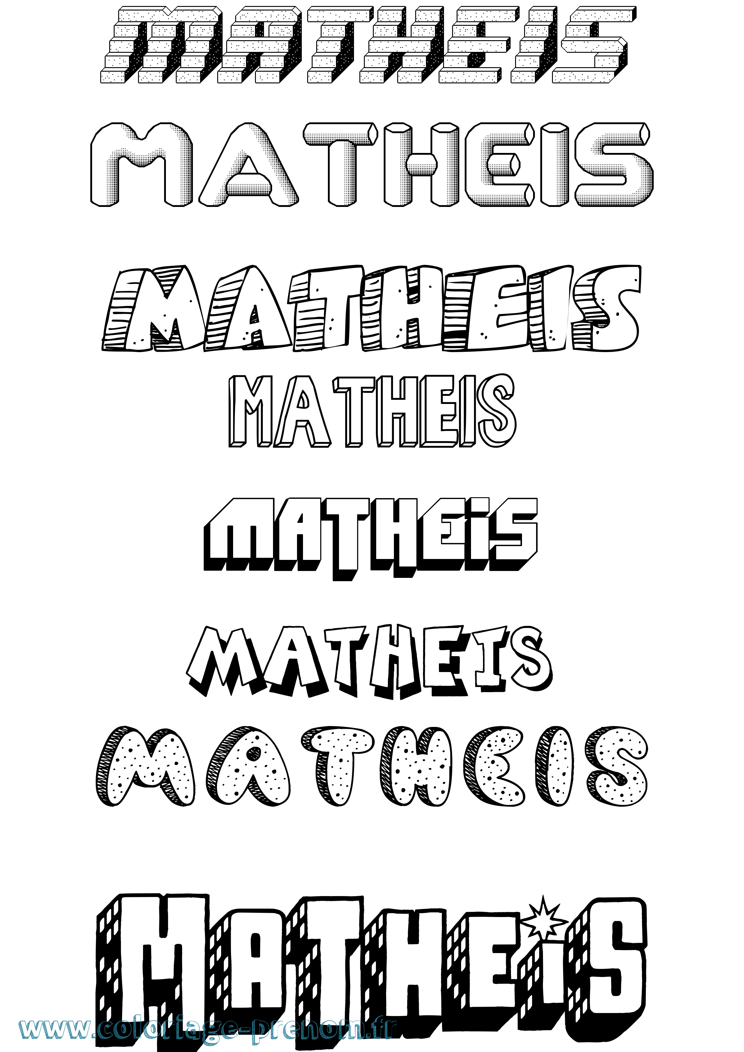 Coloriage Matheis Effet 3D Coloriage prénom Matheis Effet 3D