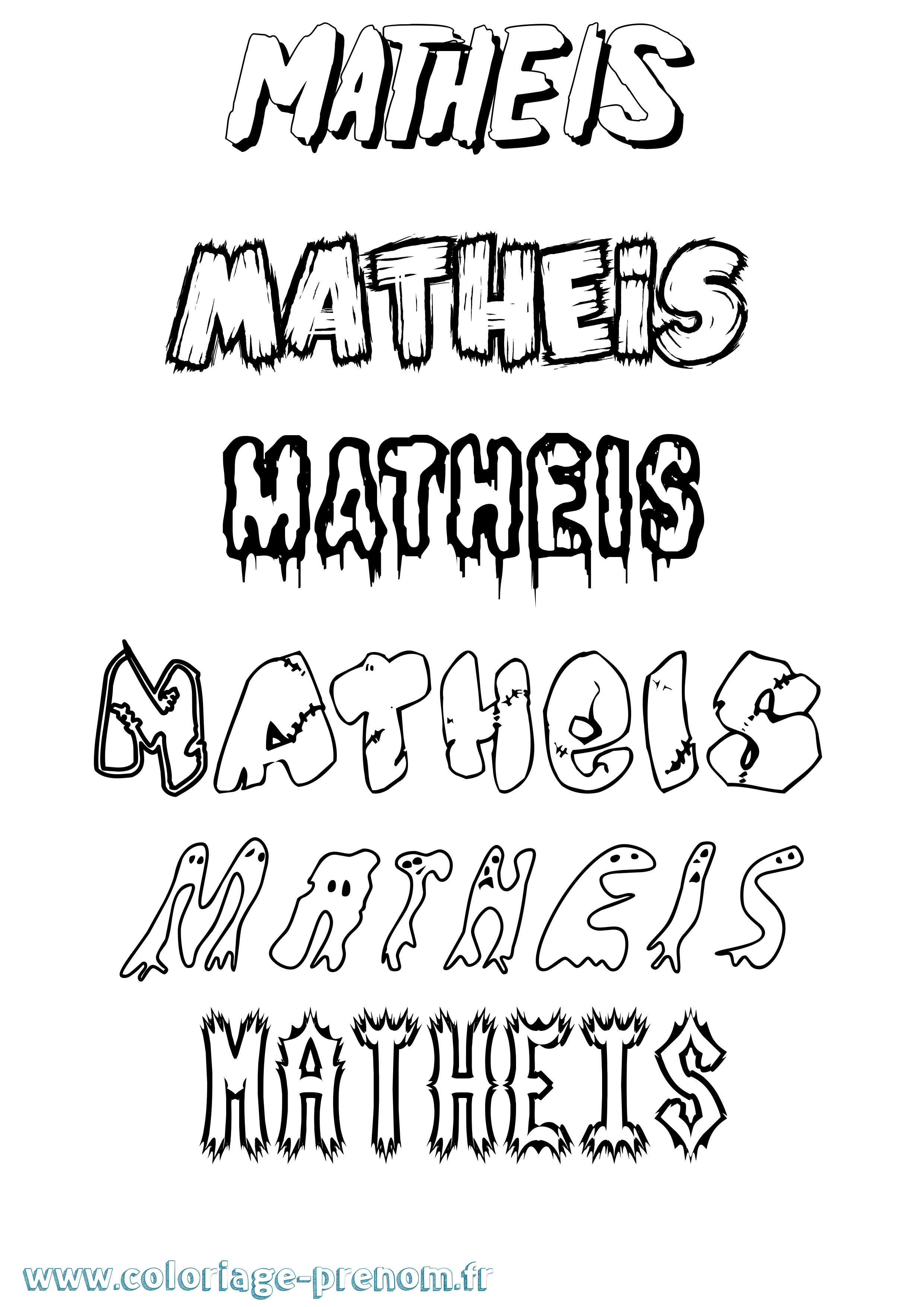 Coloriage Matheis Frisson Coloriage prénom Matheis Frisson
