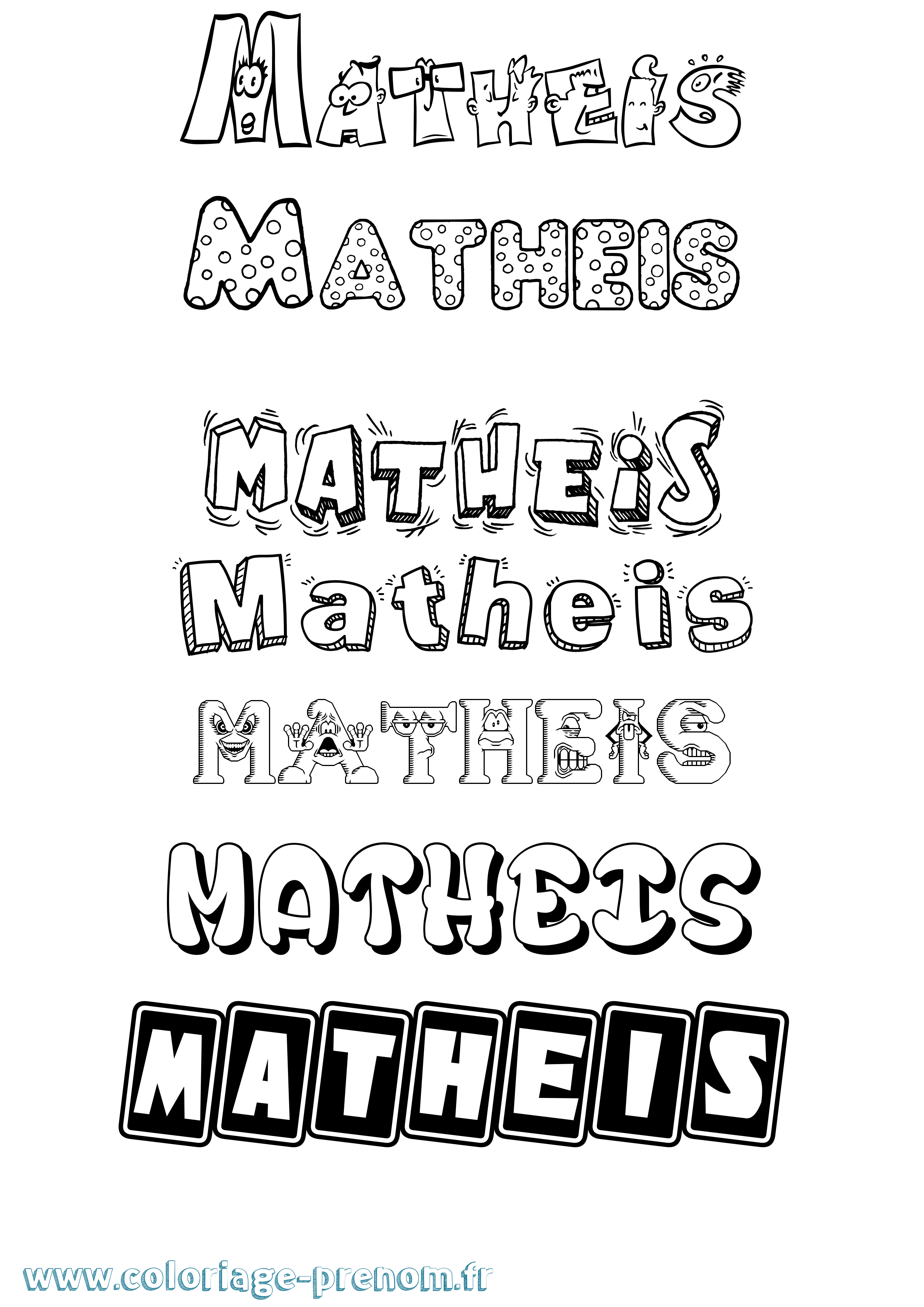 Coloriage prénom Matheis Fun