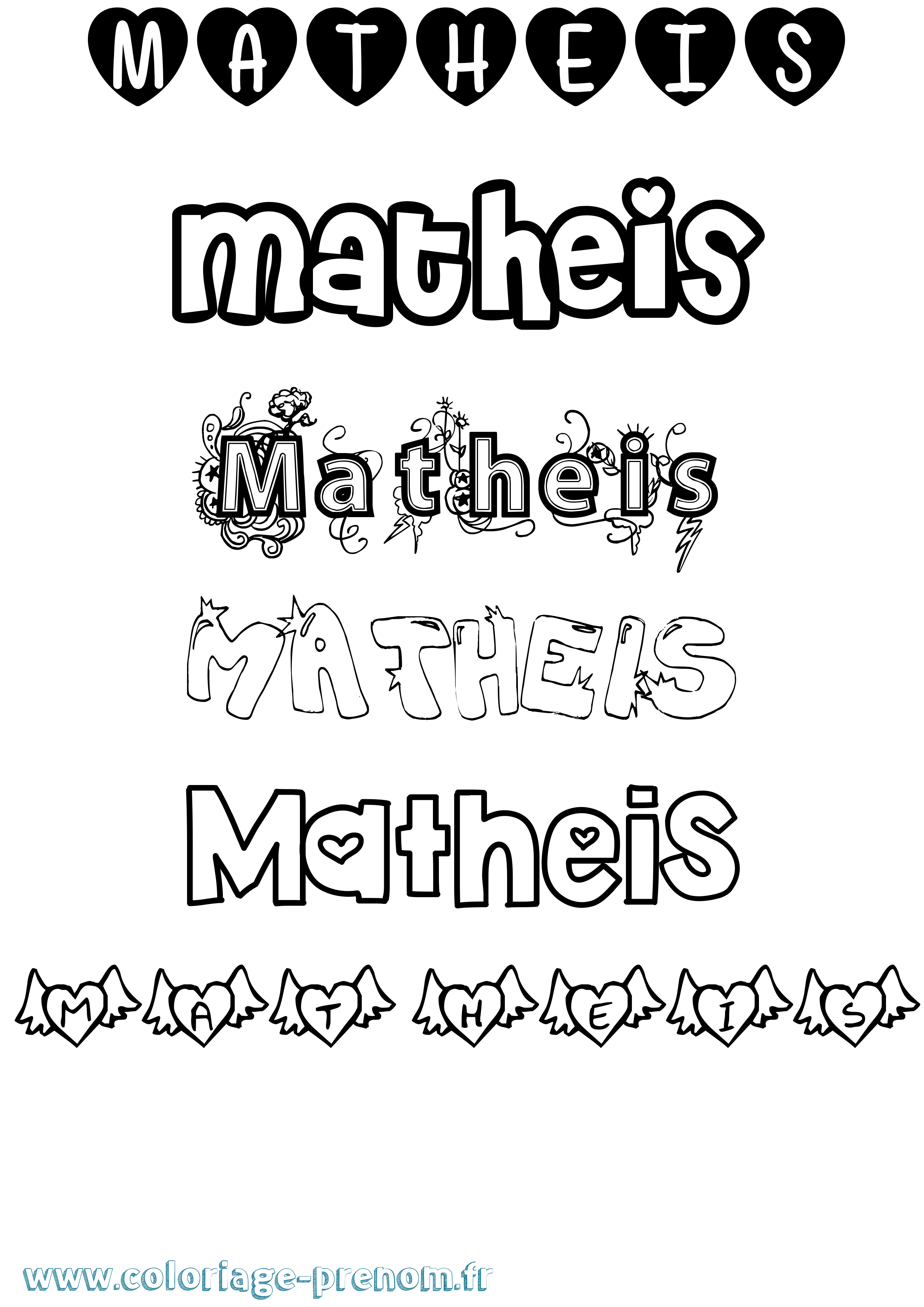 Coloriage Matheis Girly Coloriage prénom Matheis Girly