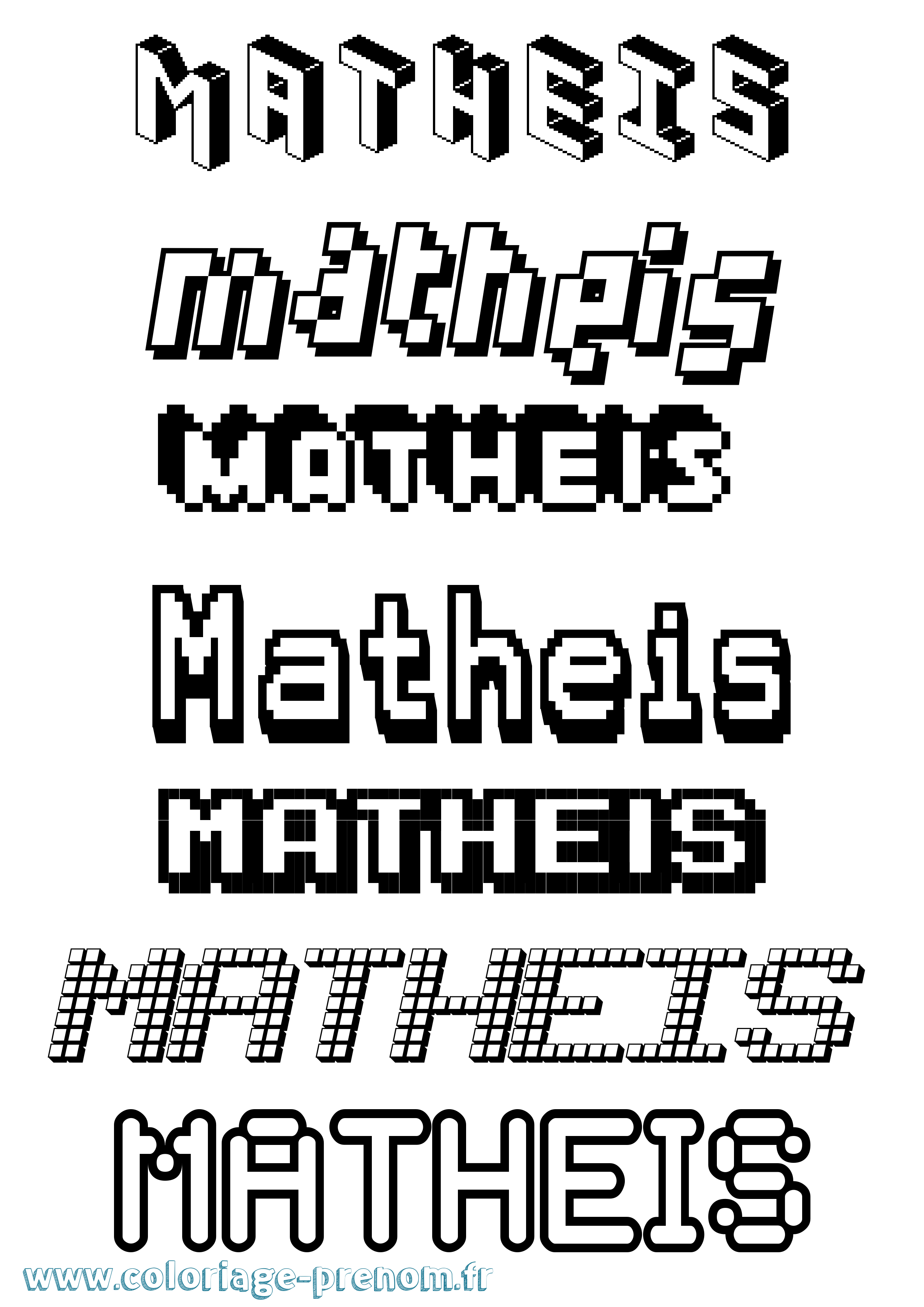 Coloriage Matheis Pixel Coloriage prénom Matheis Pixel