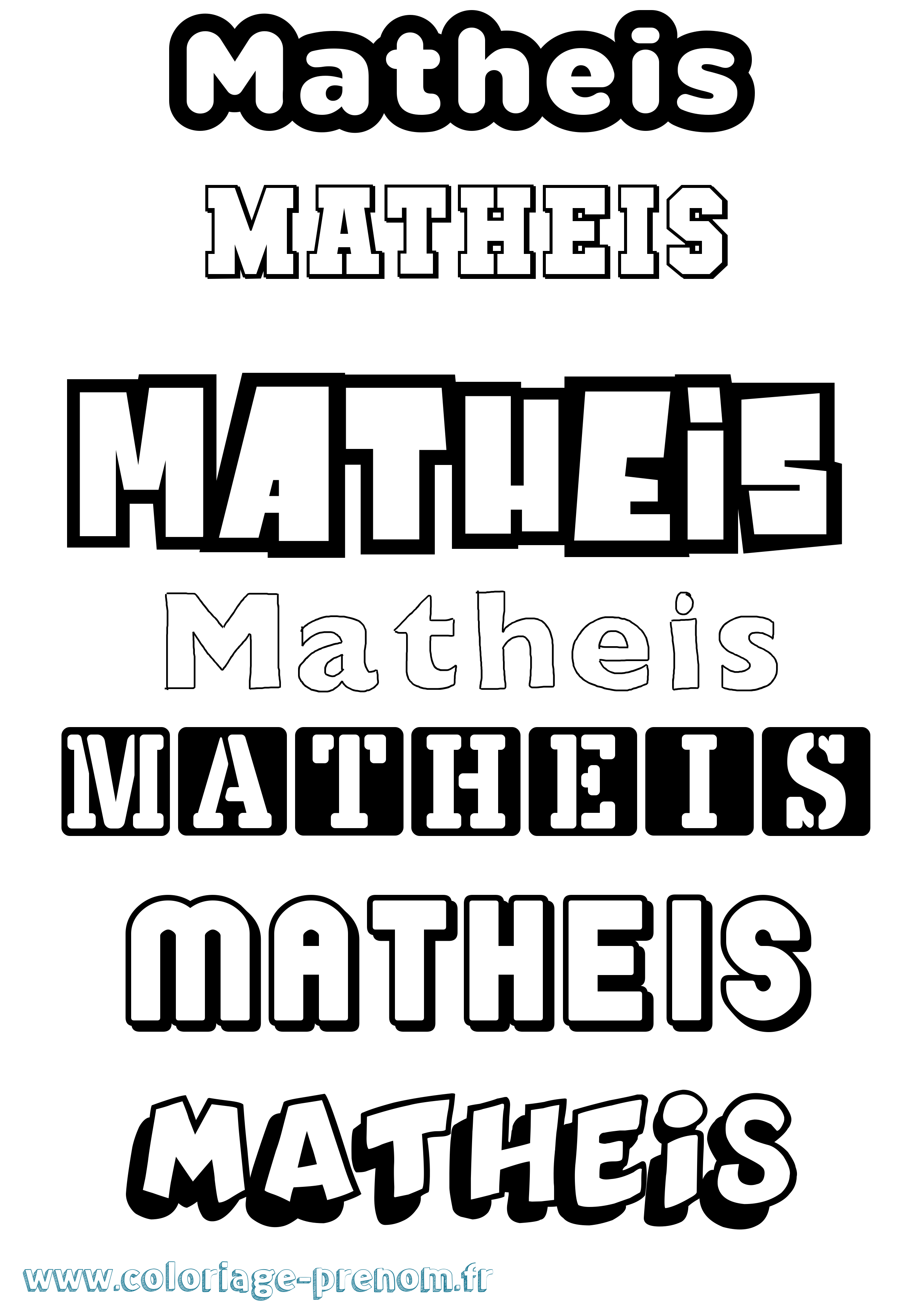 Coloriage prénom Matheis Simple