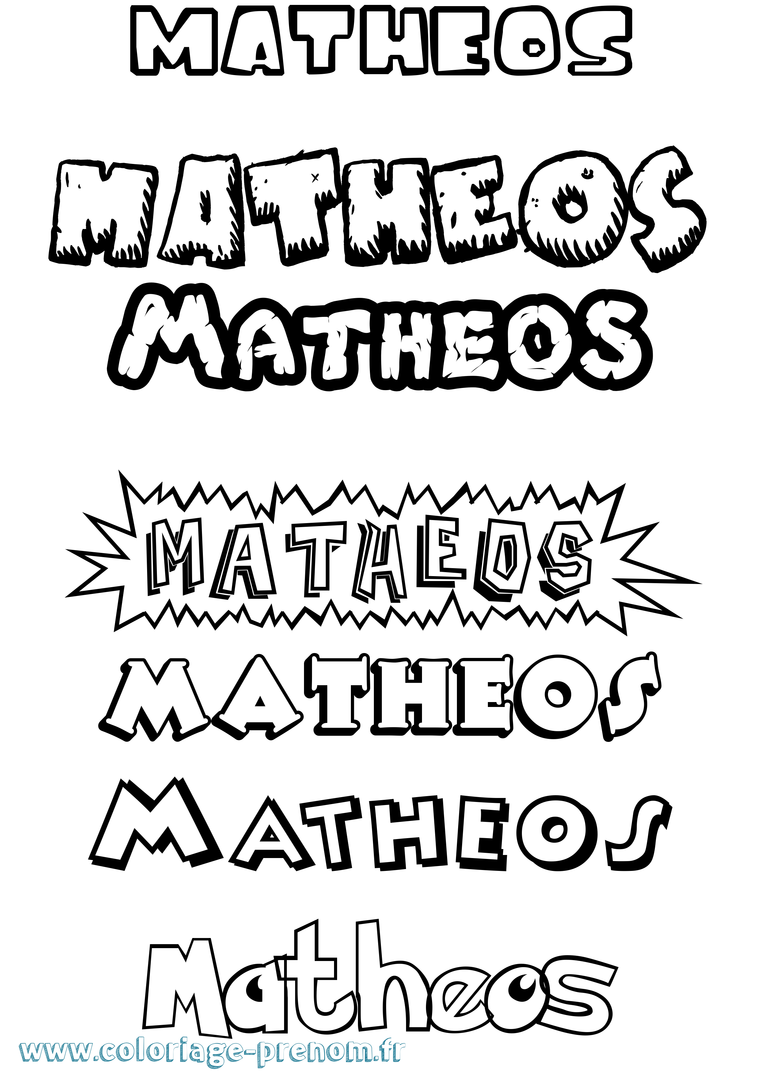 Coloriage prénom Matheos Dessin Animé