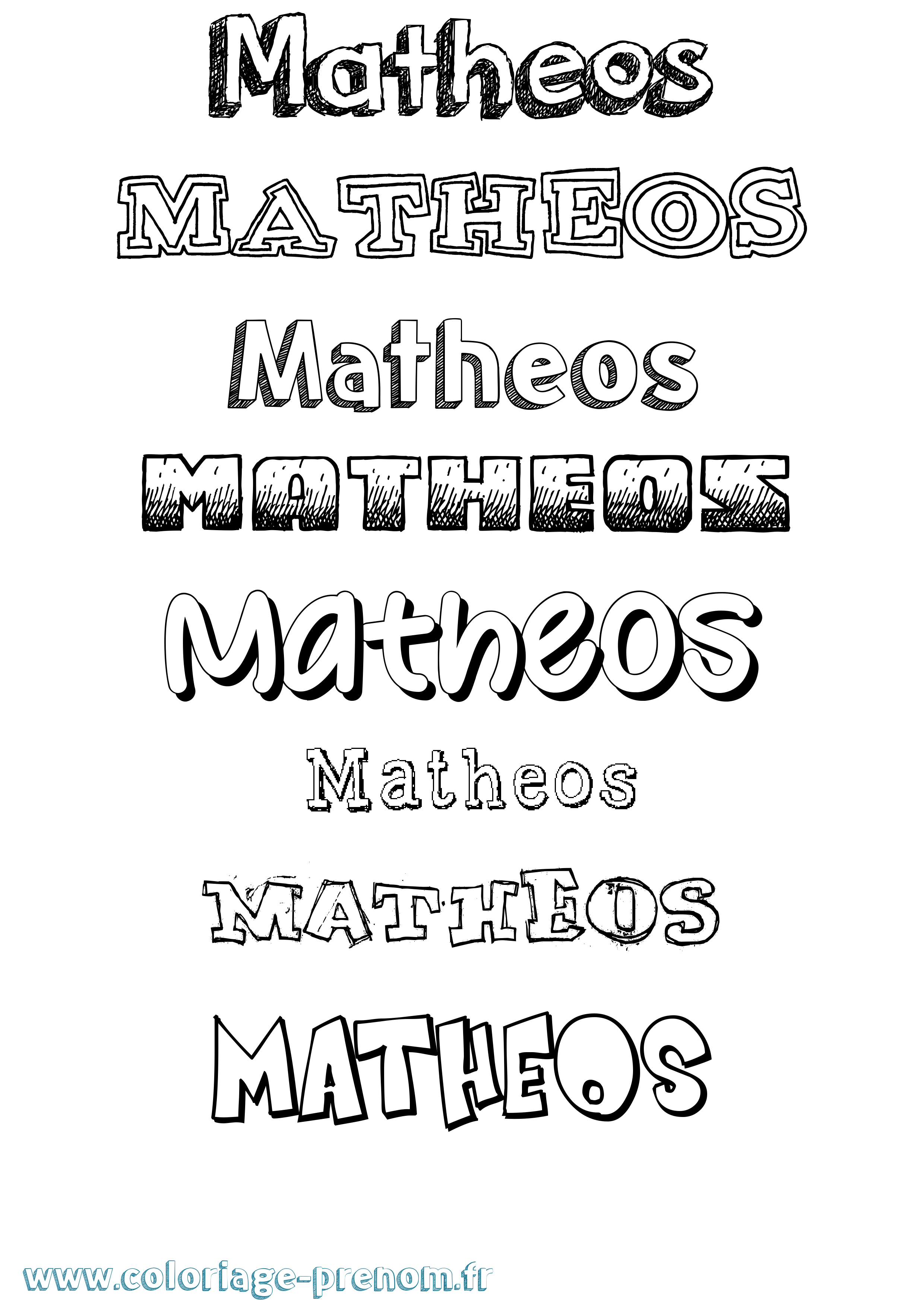 Coloriage prénom Matheos Dessiné