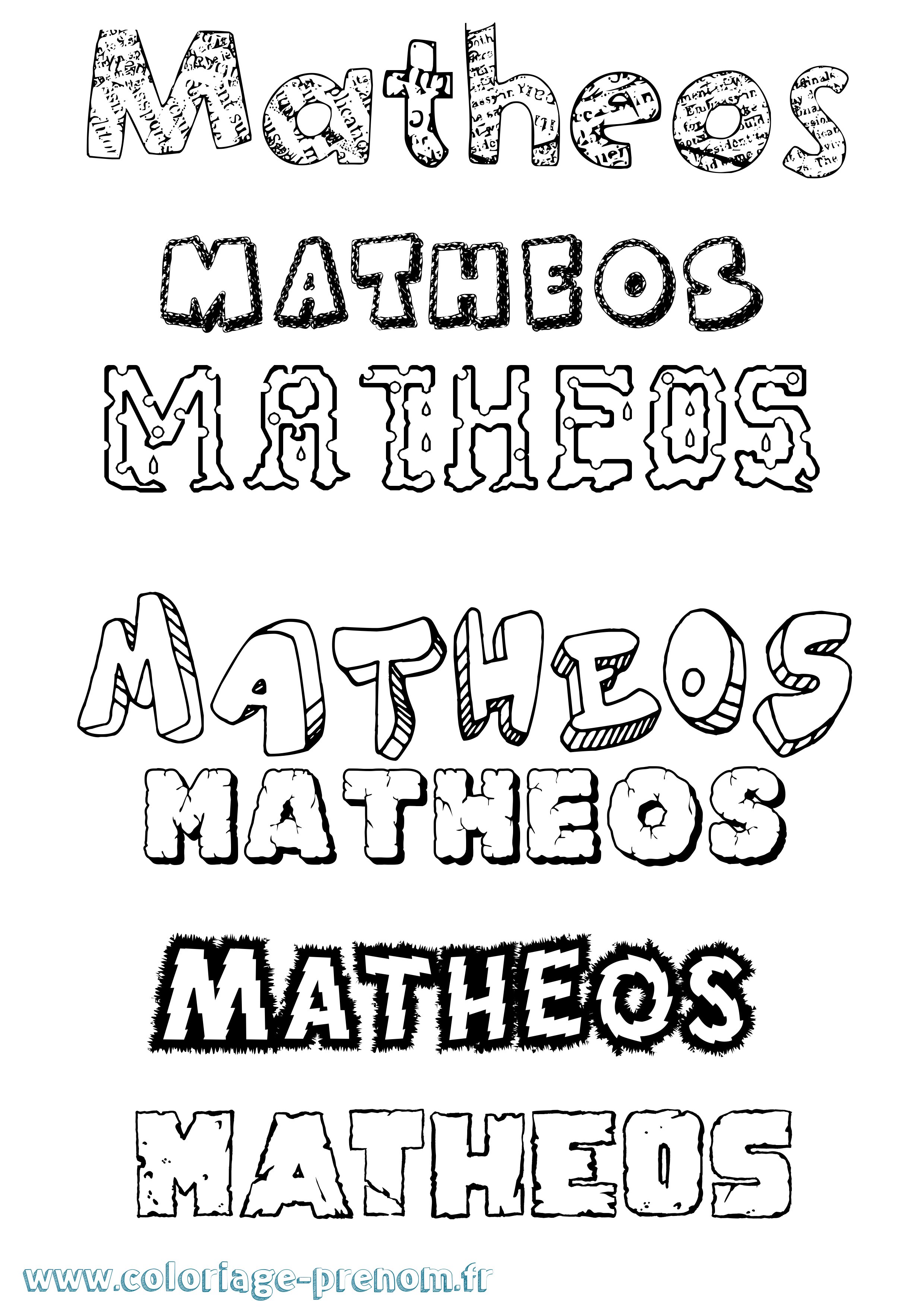 Coloriage prénom Matheos Destructuré