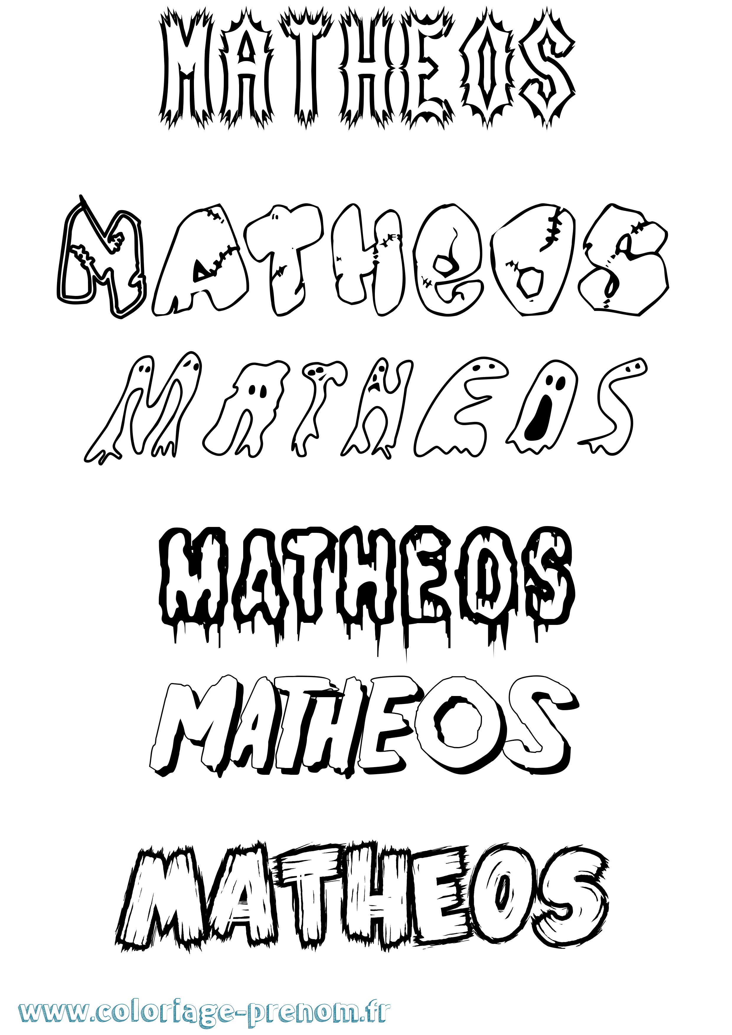 Coloriage prénom Matheos Frisson