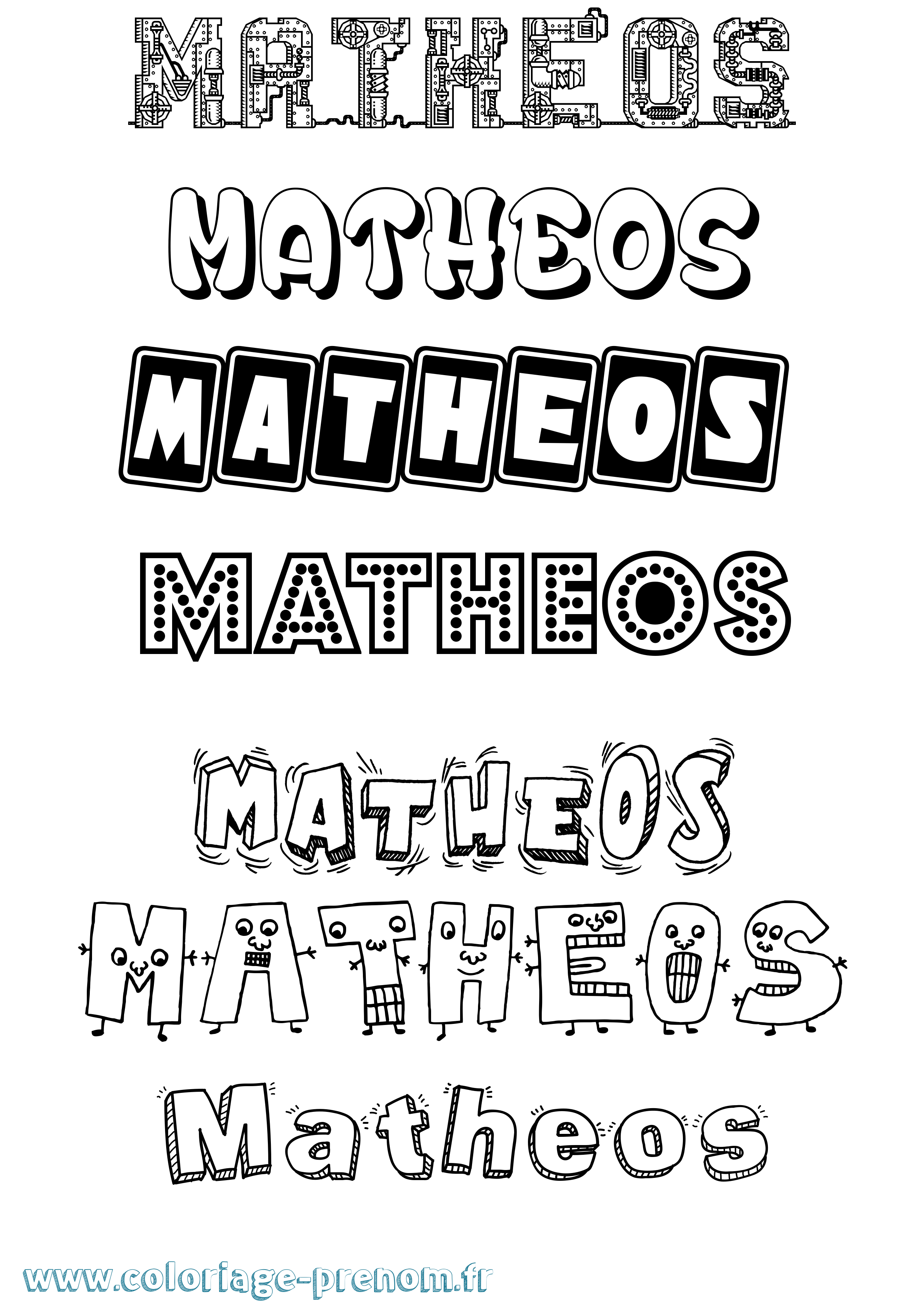 Coloriage prénom Matheos Fun