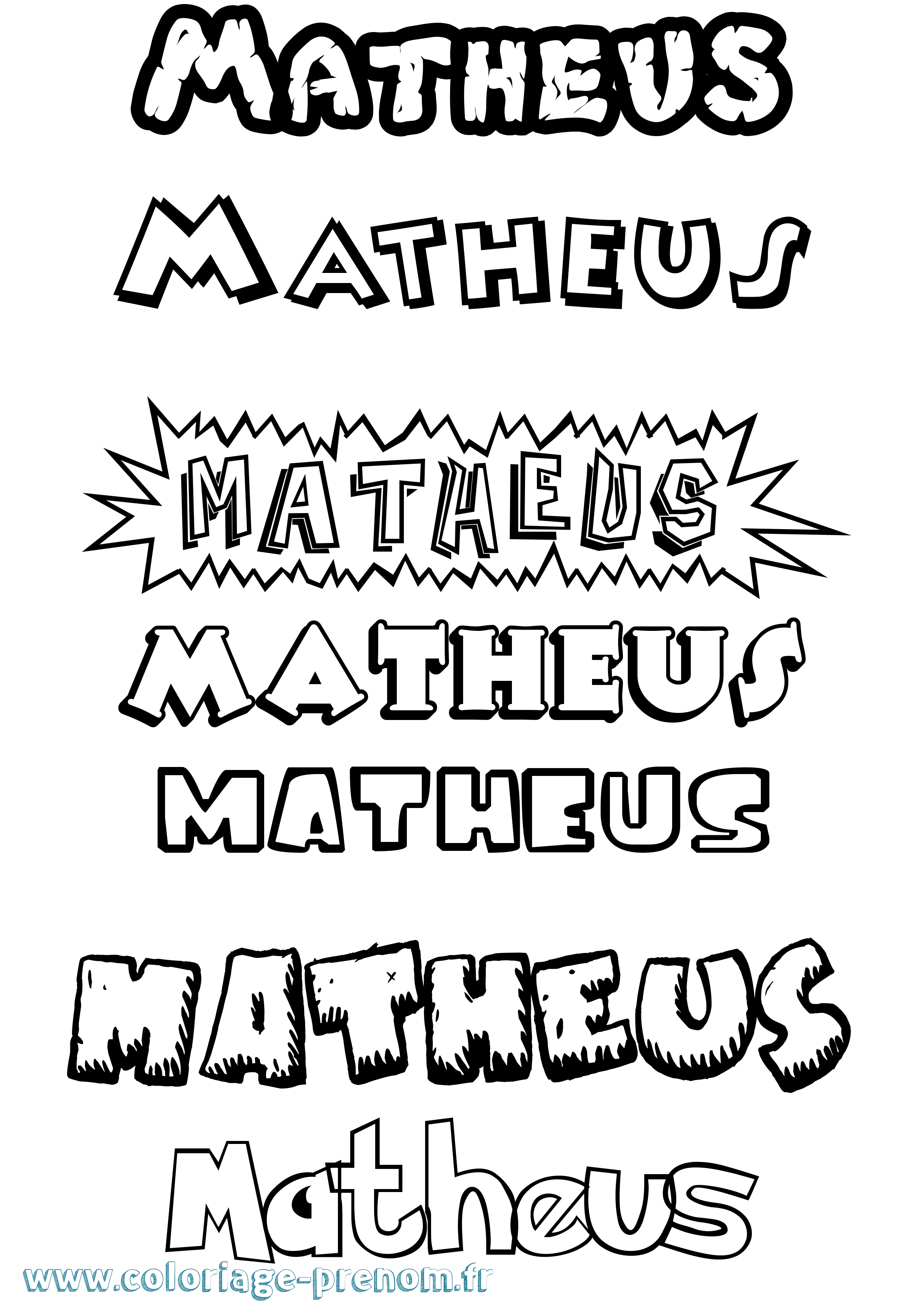 Coloriage Matheus Dessin Animé Coloriage prénom Matheus Dessin Animé