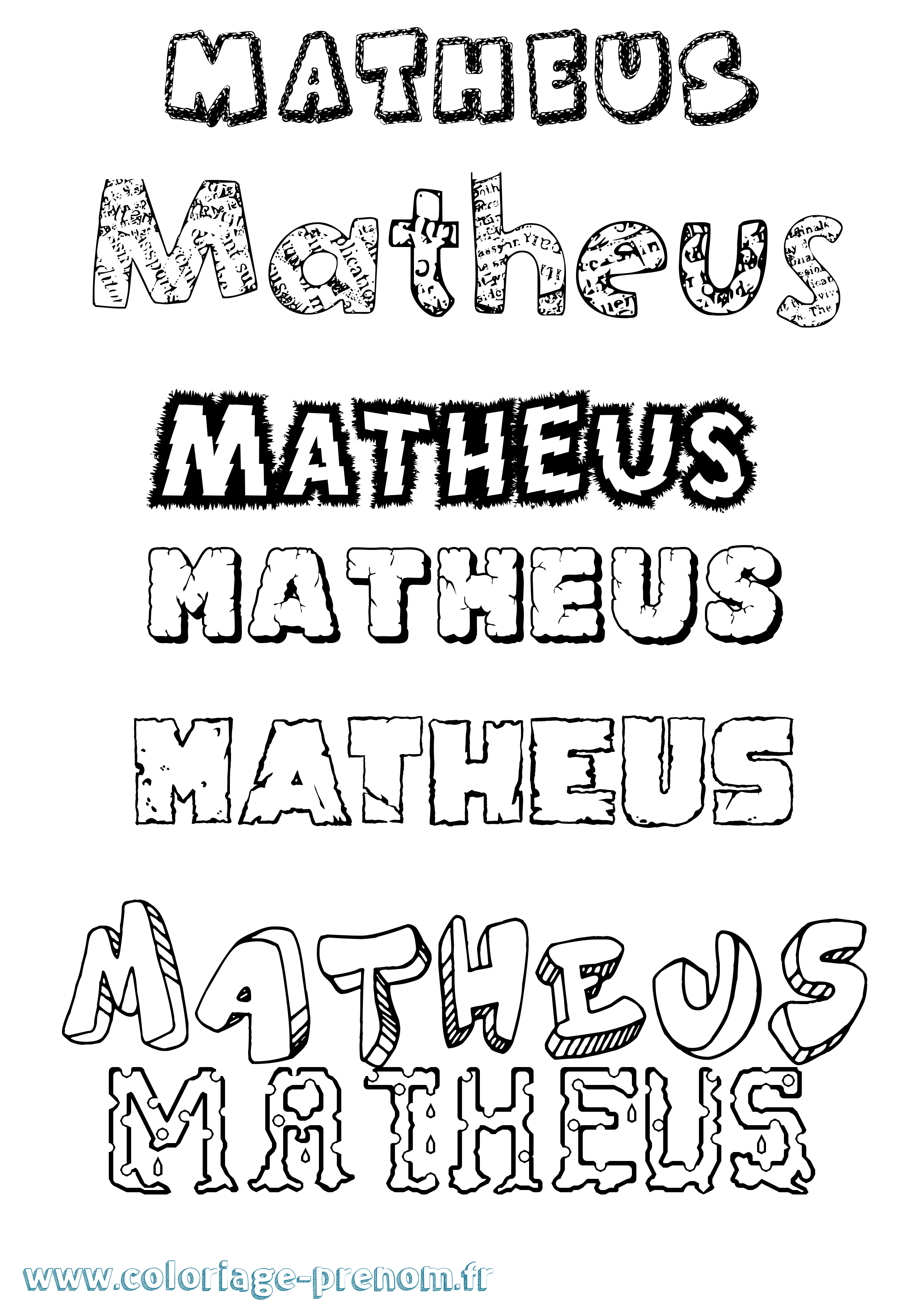 Coloriage Matheus Destructuré Coloriage prénom Matheus Destructuré
