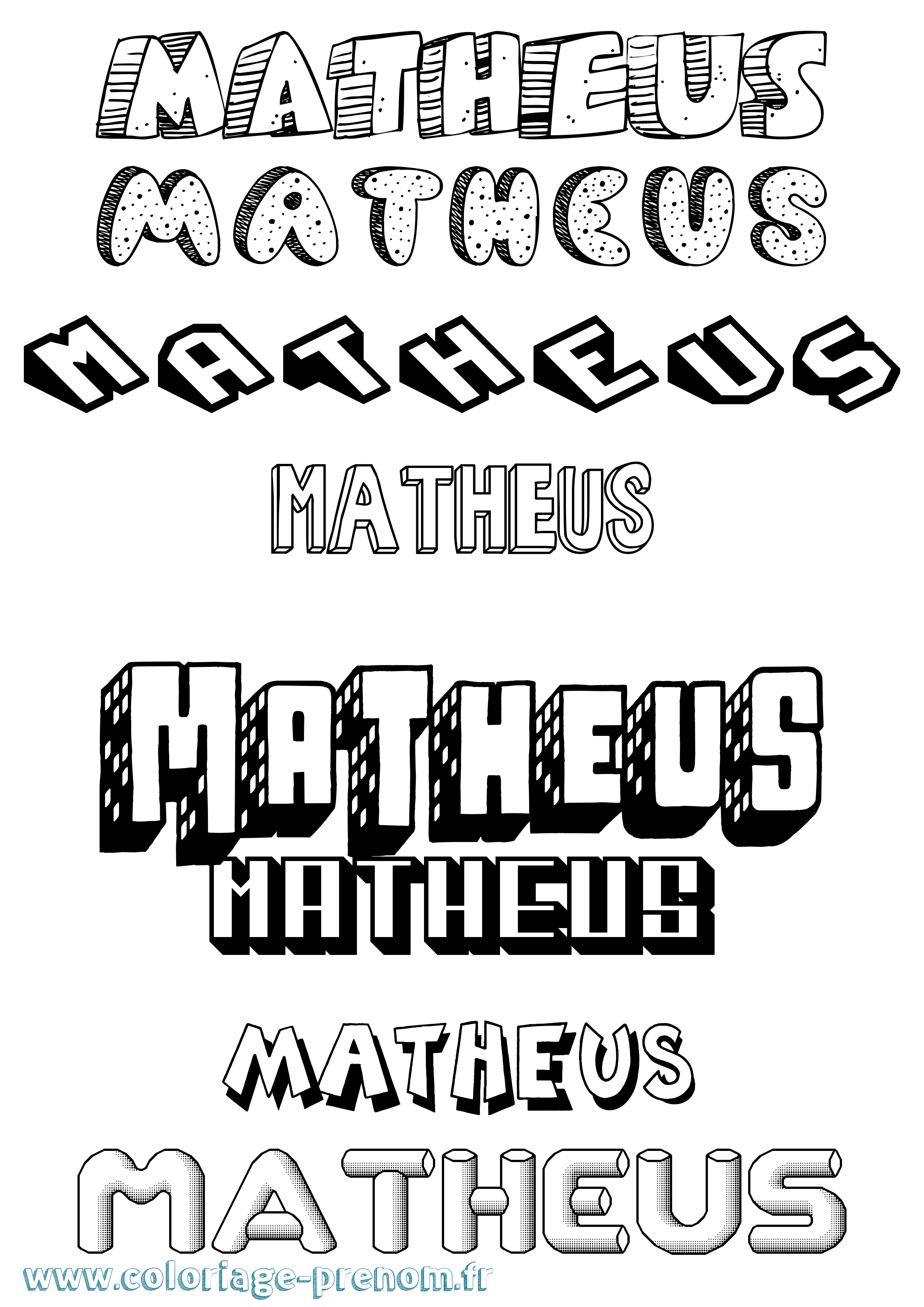 Coloriage Matheus Effet 3D Coloriage prénom Matheus Effet 3D