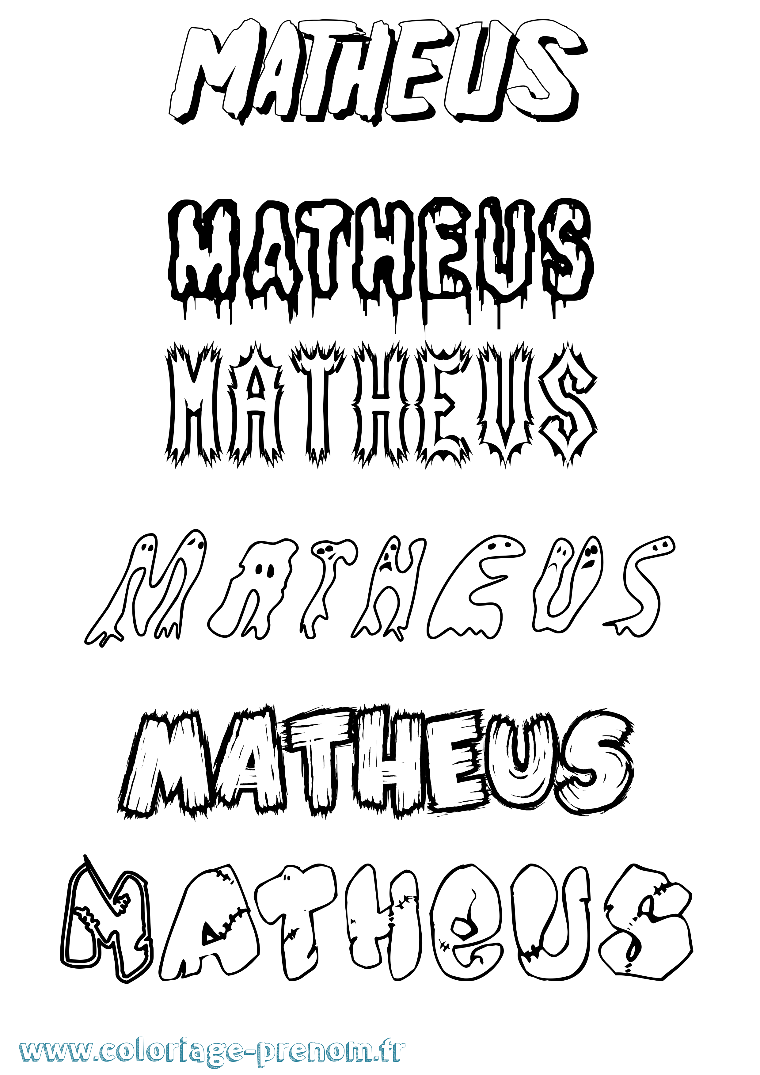 Coloriage prénom Matheus Frisson
