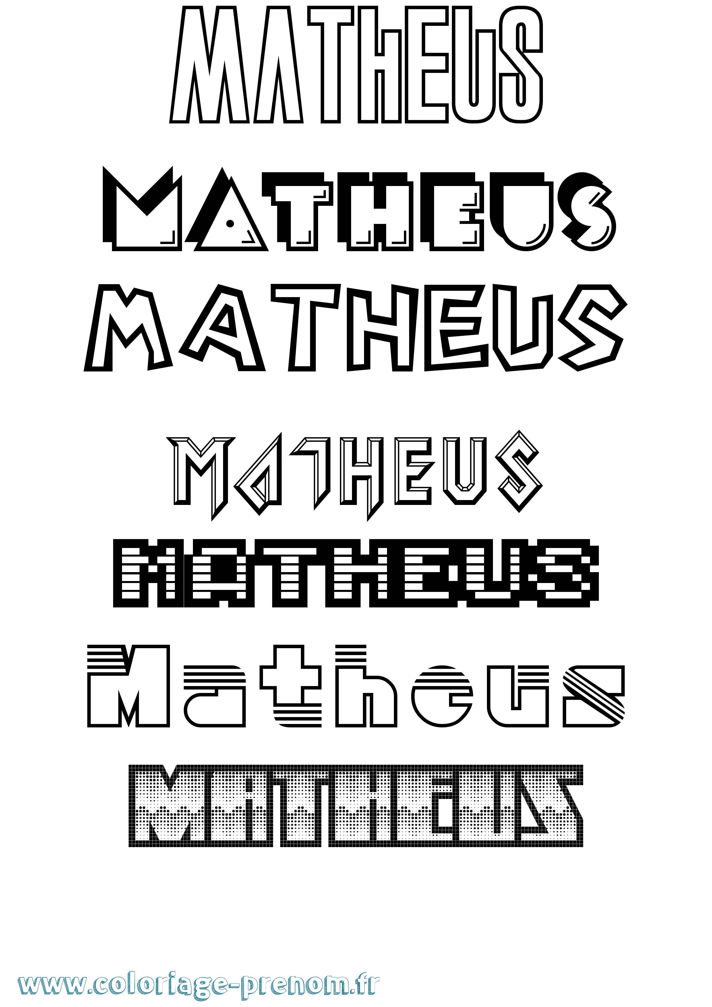 Coloriage Matheus Jeux Vidéos Coloriage prénom Matheus Jeux Vidéos