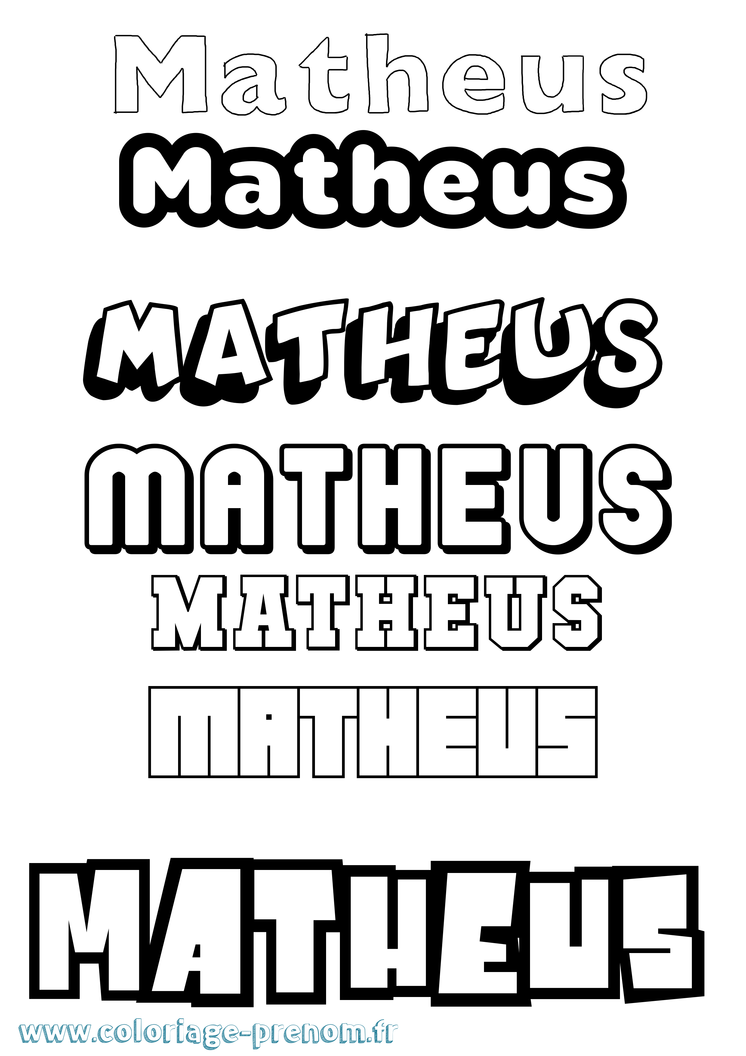 Coloriage Matheus Simple Coloriage prénom Matheus Simple