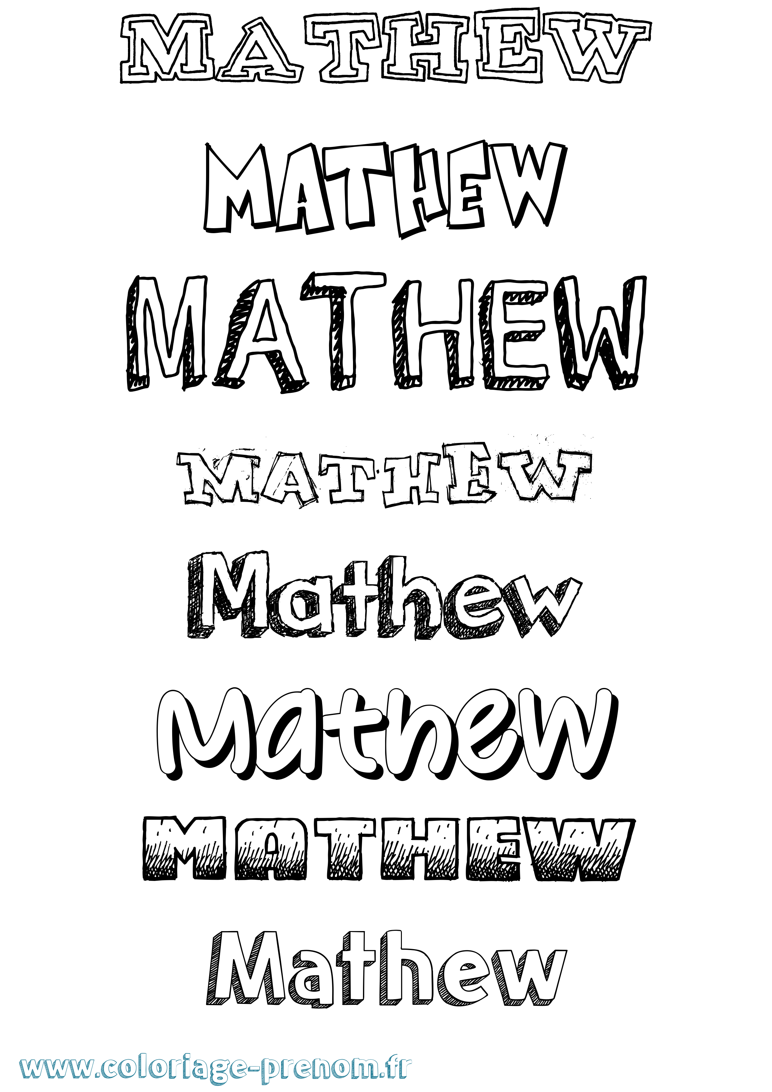 Coloriage prénom Mathew Dessiné