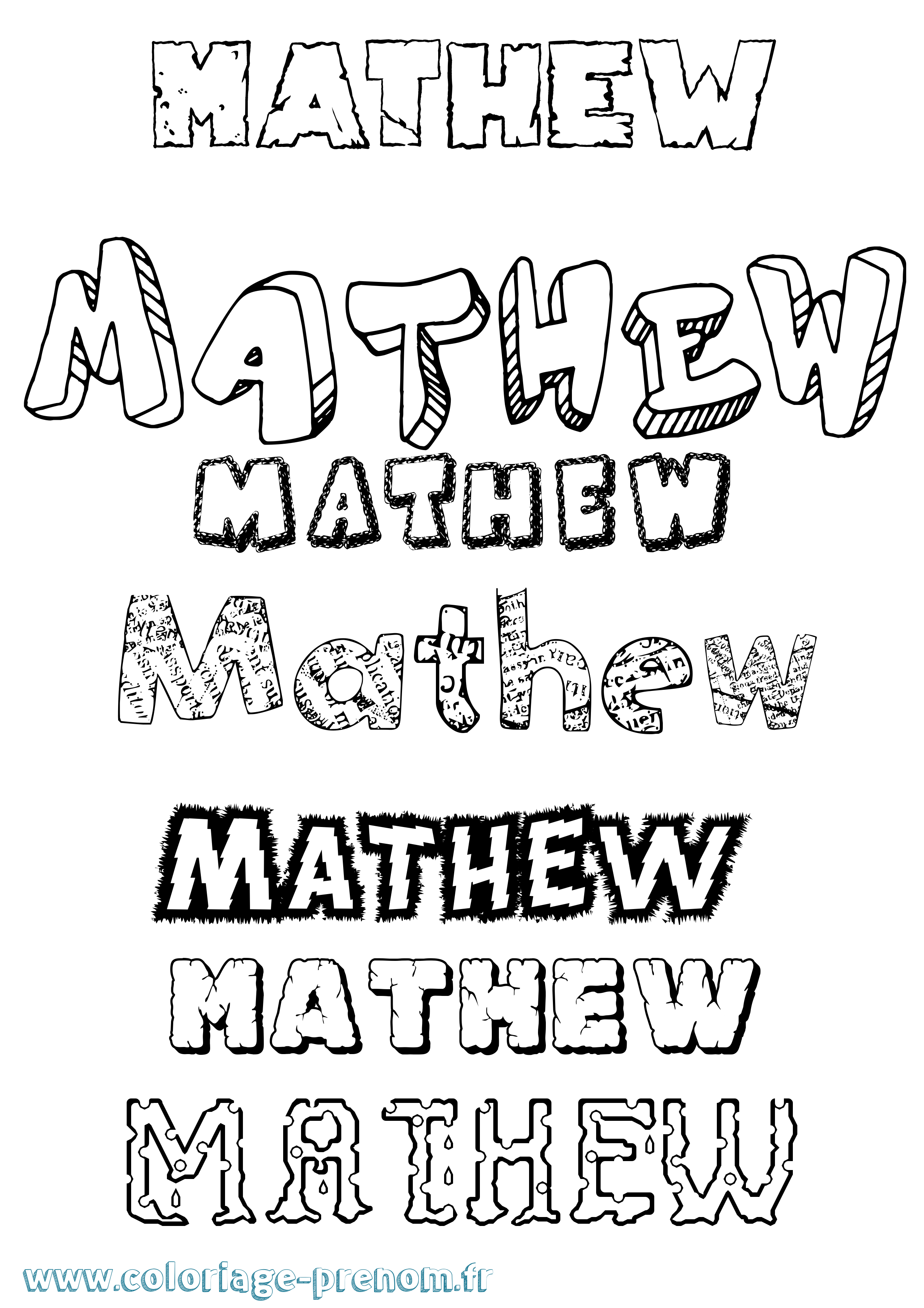 Coloriage prénom Mathew Destructuré