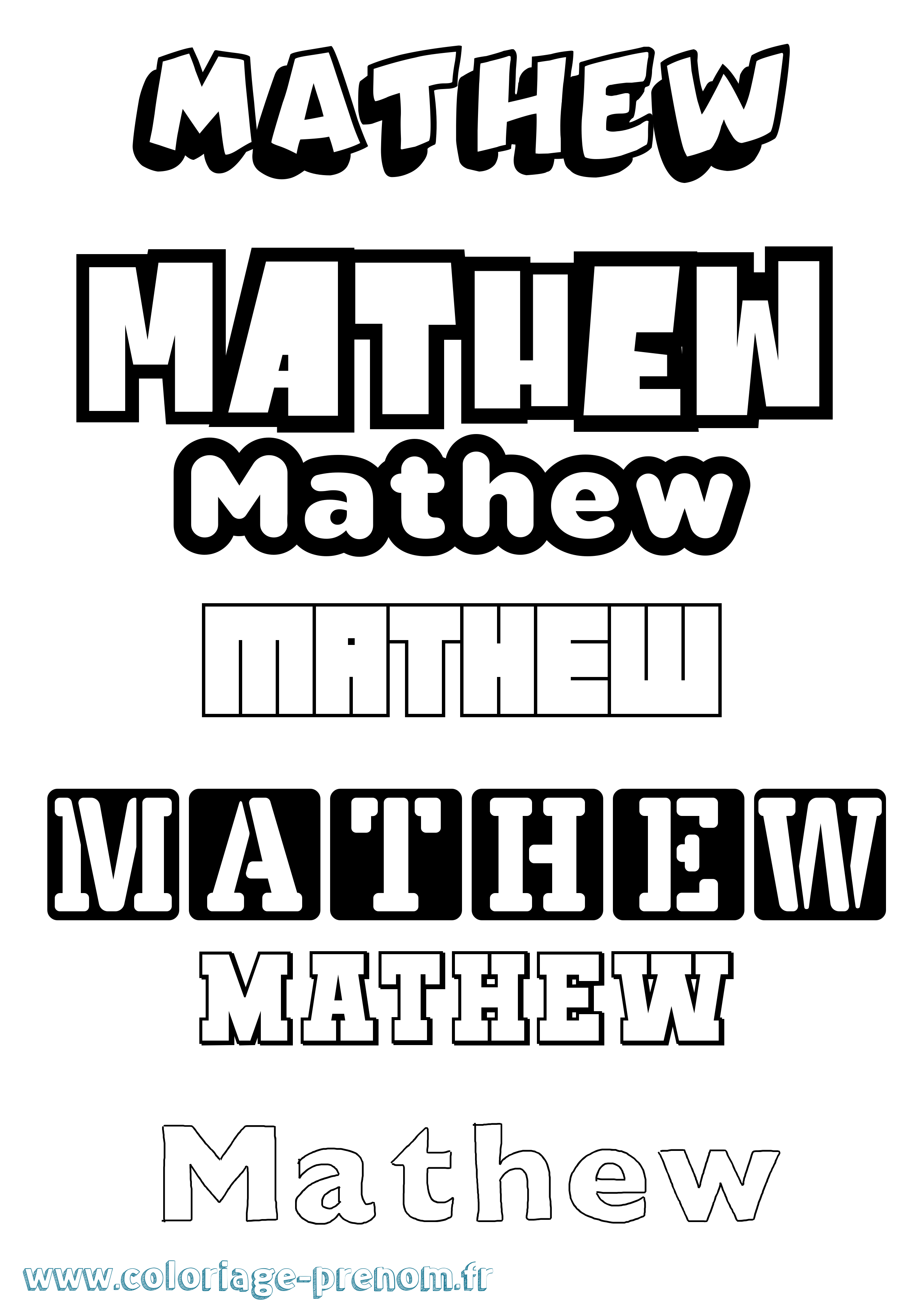 Coloriage prénom Mathew Simple