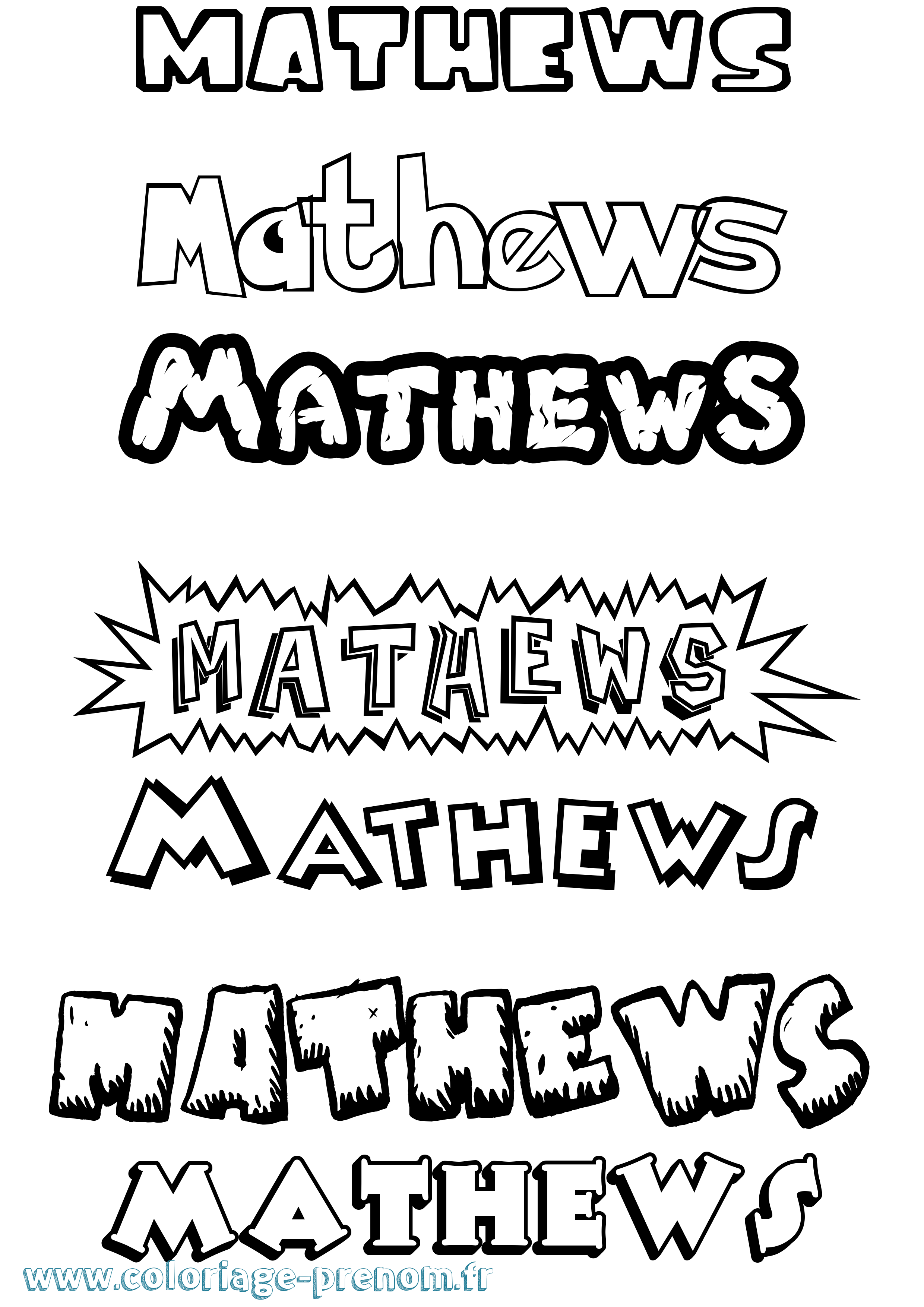 Coloriage prénom Mathews Dessin Animé