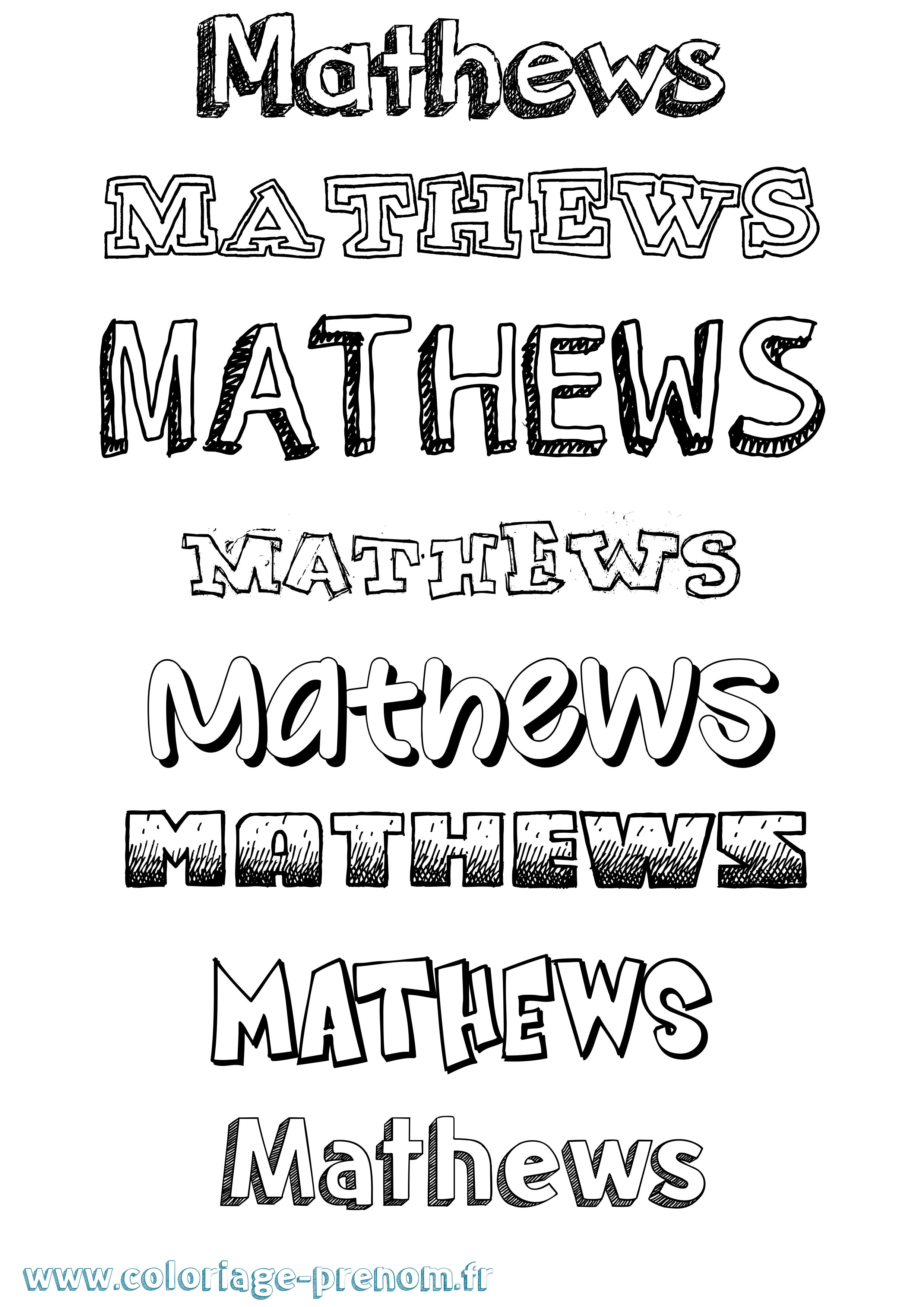 Coloriage prénom Mathews Dessiné