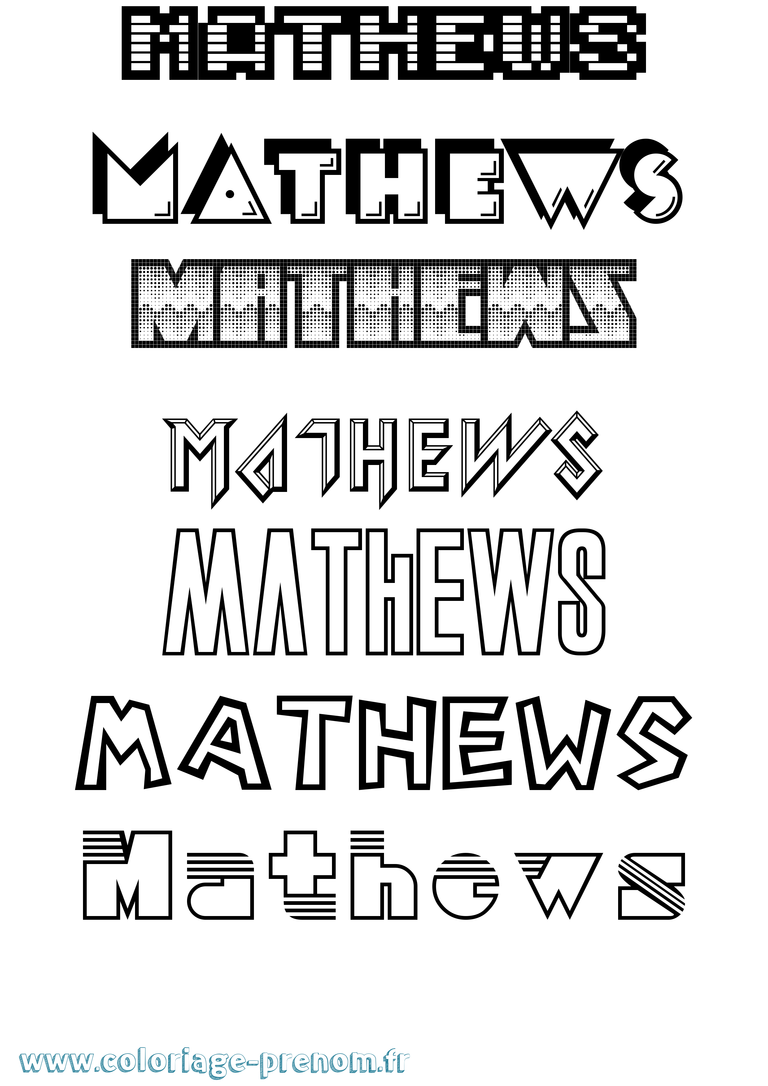 Coloriage prénom Mathews Jeux Vidéos