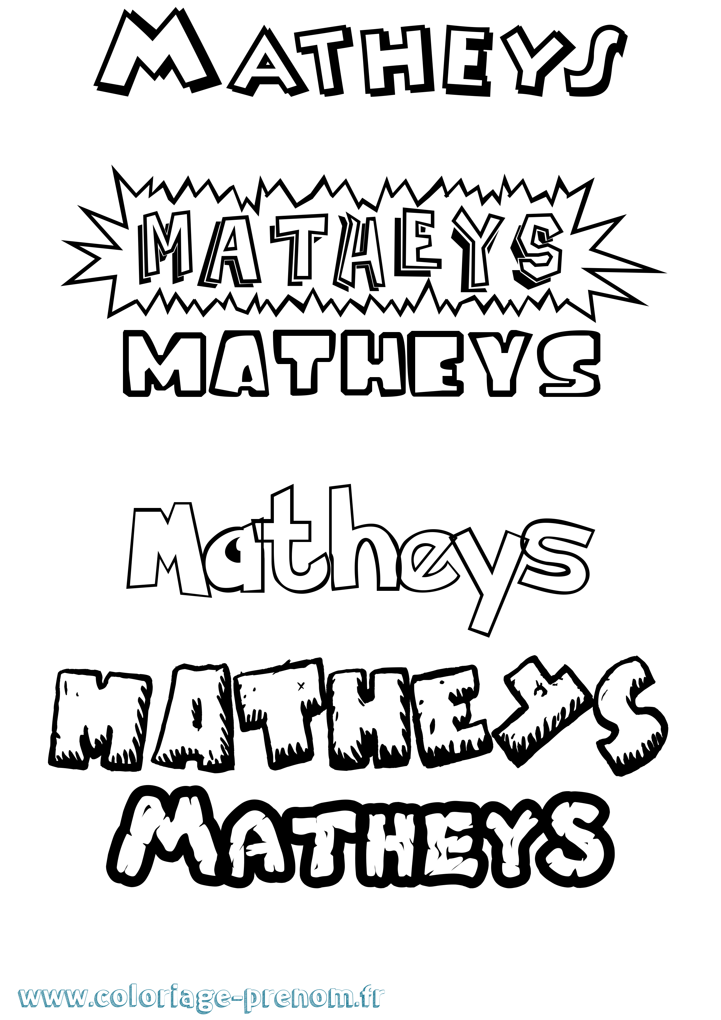 Coloriage prénom Matheys Dessin Animé