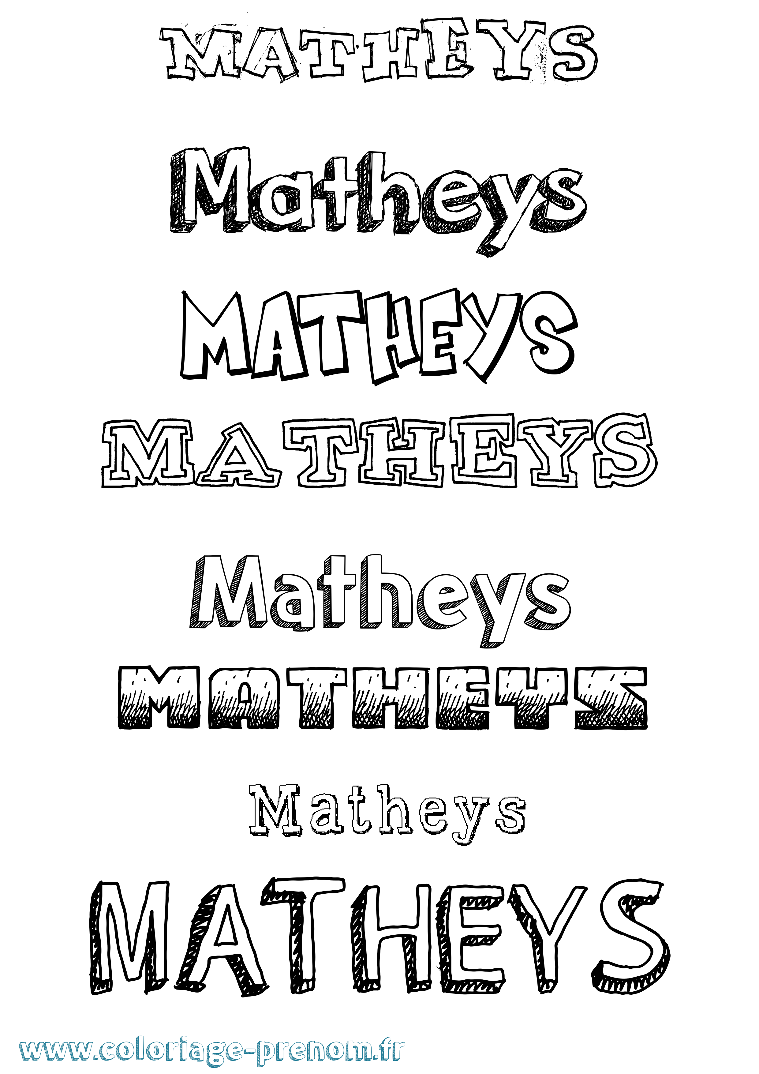 Coloriage prénom Matheys Dessiné