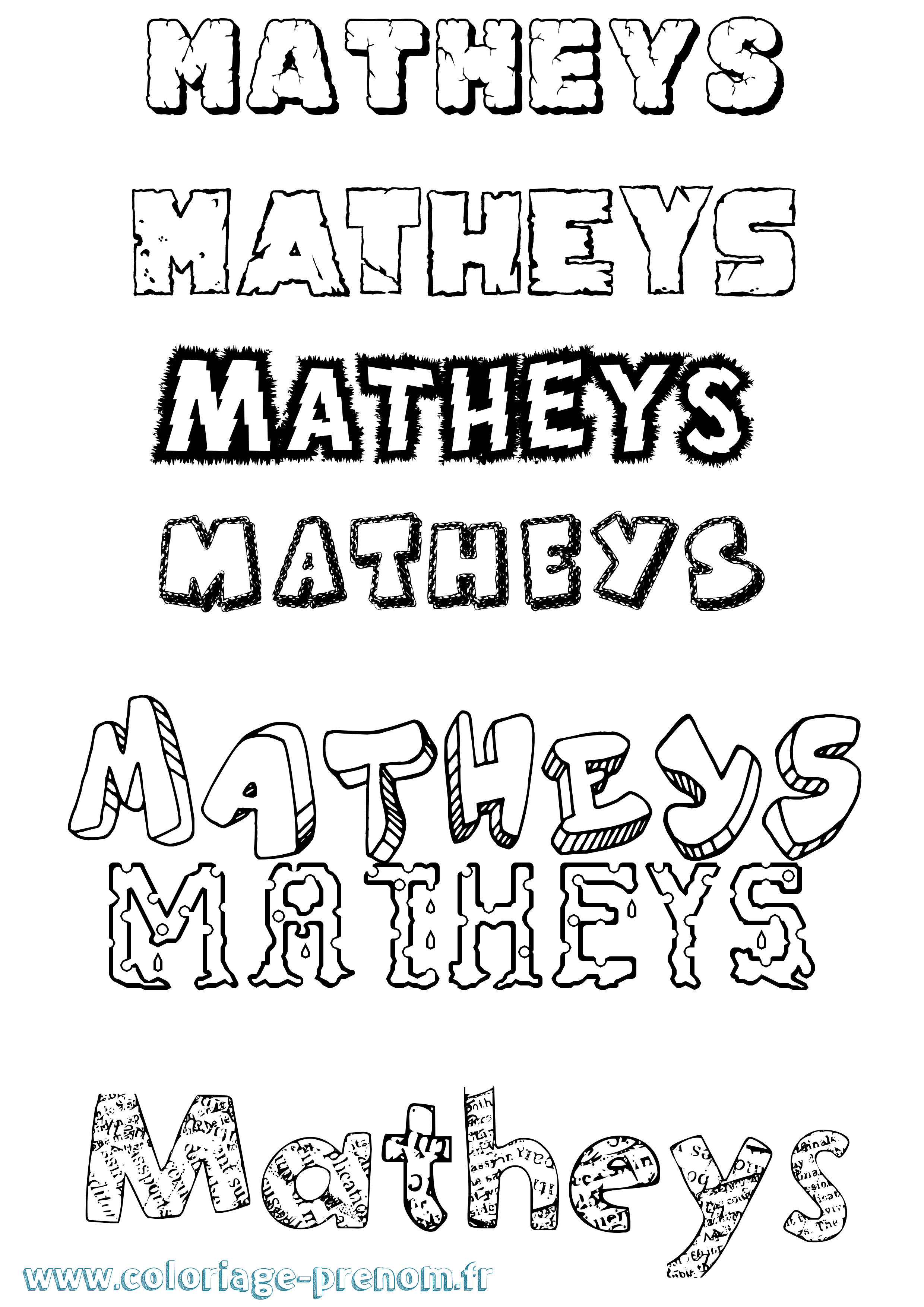 Coloriage prénom Matheys Destructuré