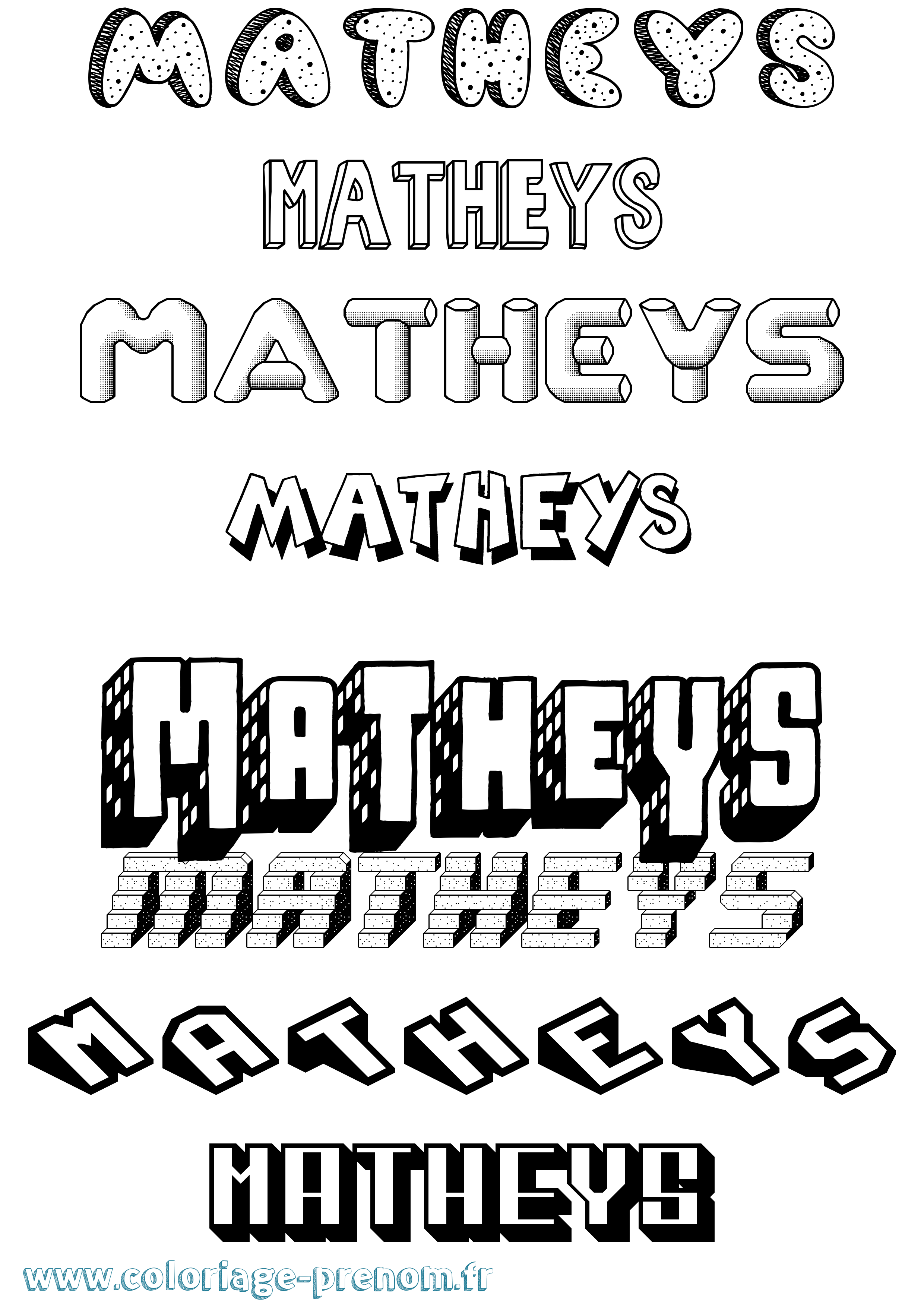 Coloriage prénom Matheys Effet 3D
