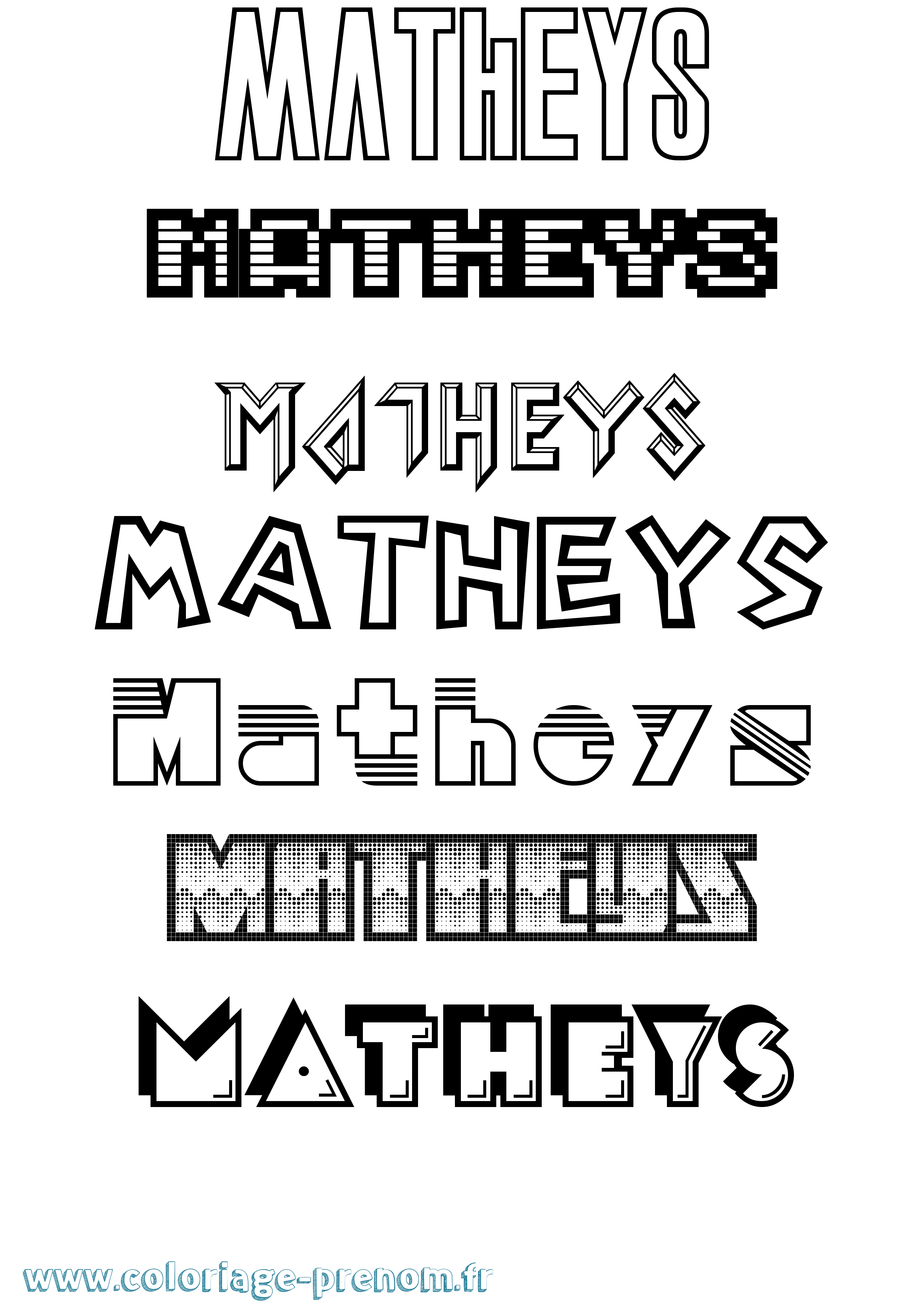 Coloriage prénom Matheys Jeux Vidéos