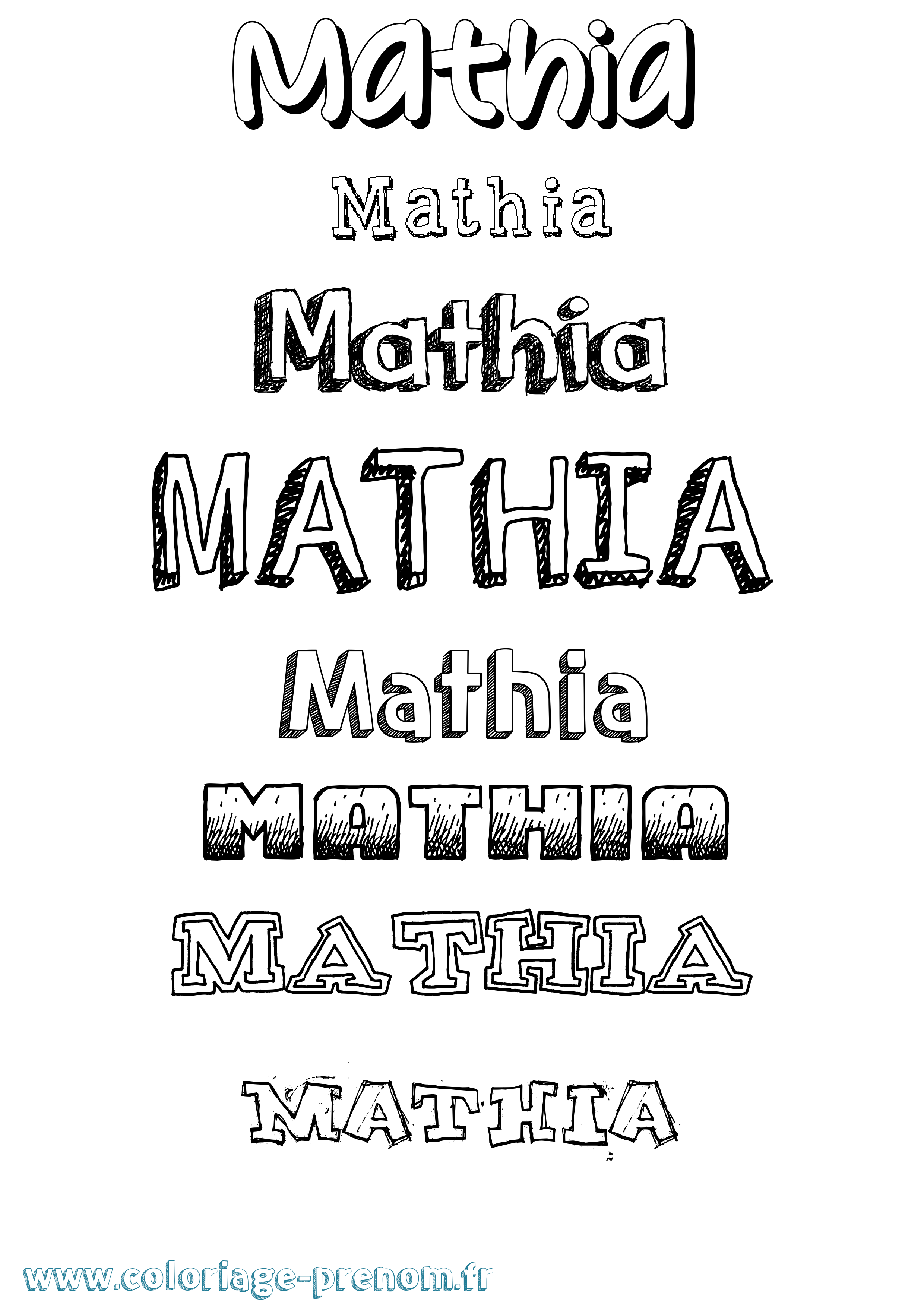 Coloriage prénom Mathia Dessiné