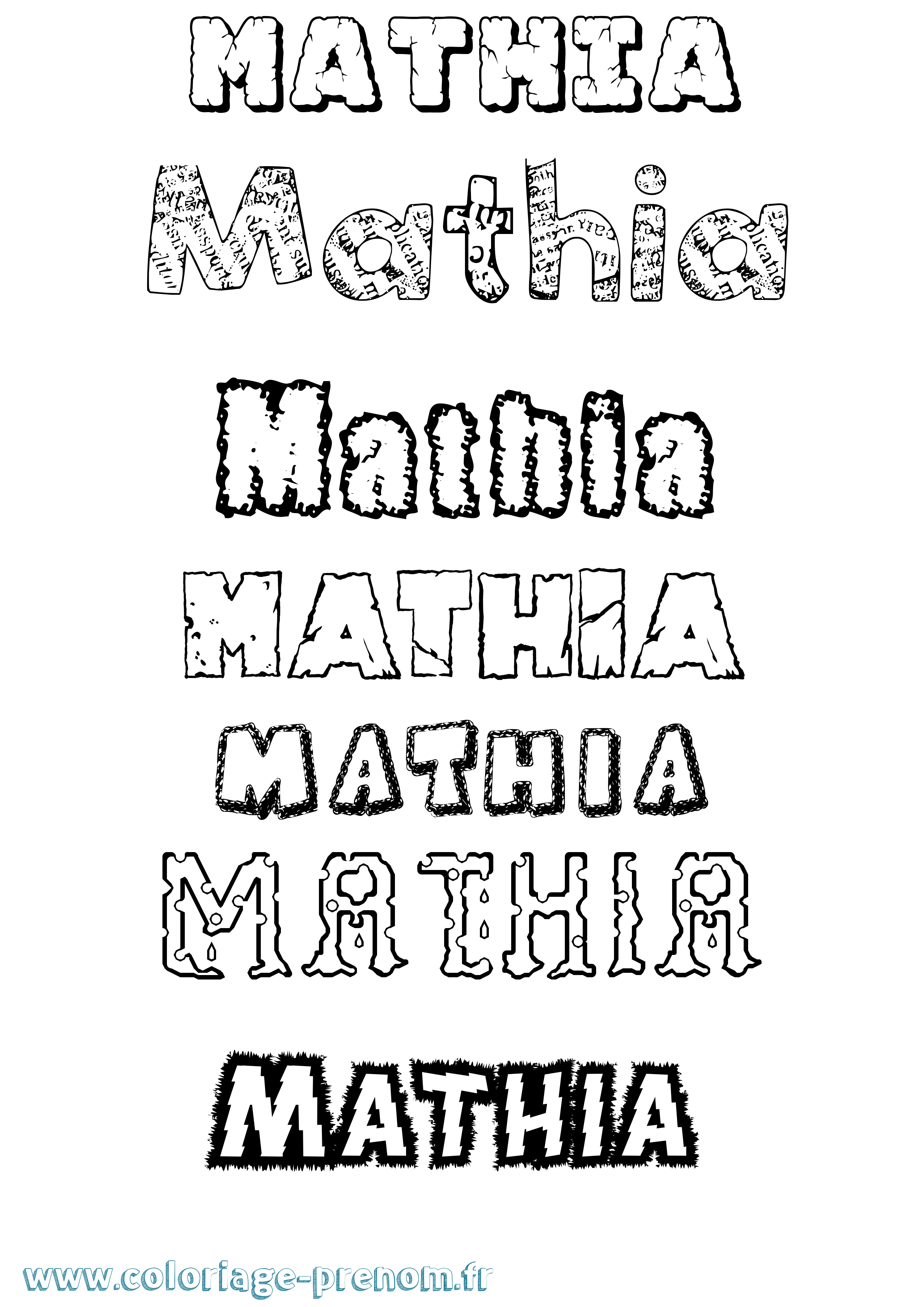 Coloriage prénom Mathia Destructuré