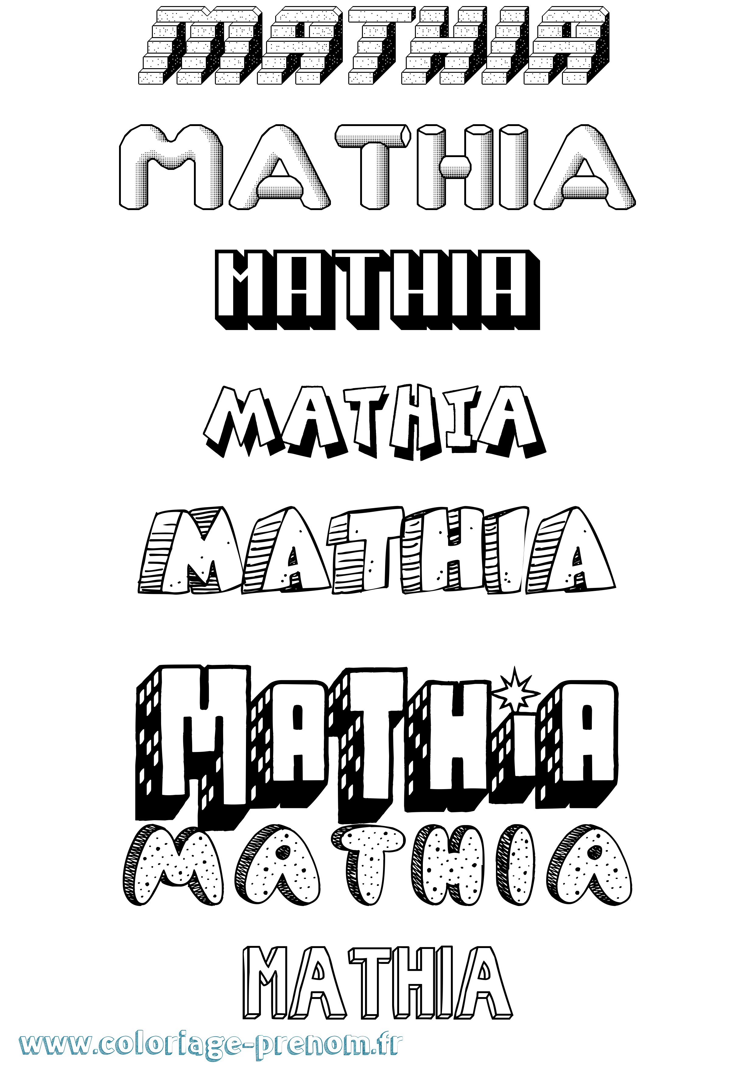 Coloriage prénom Mathia Effet 3D