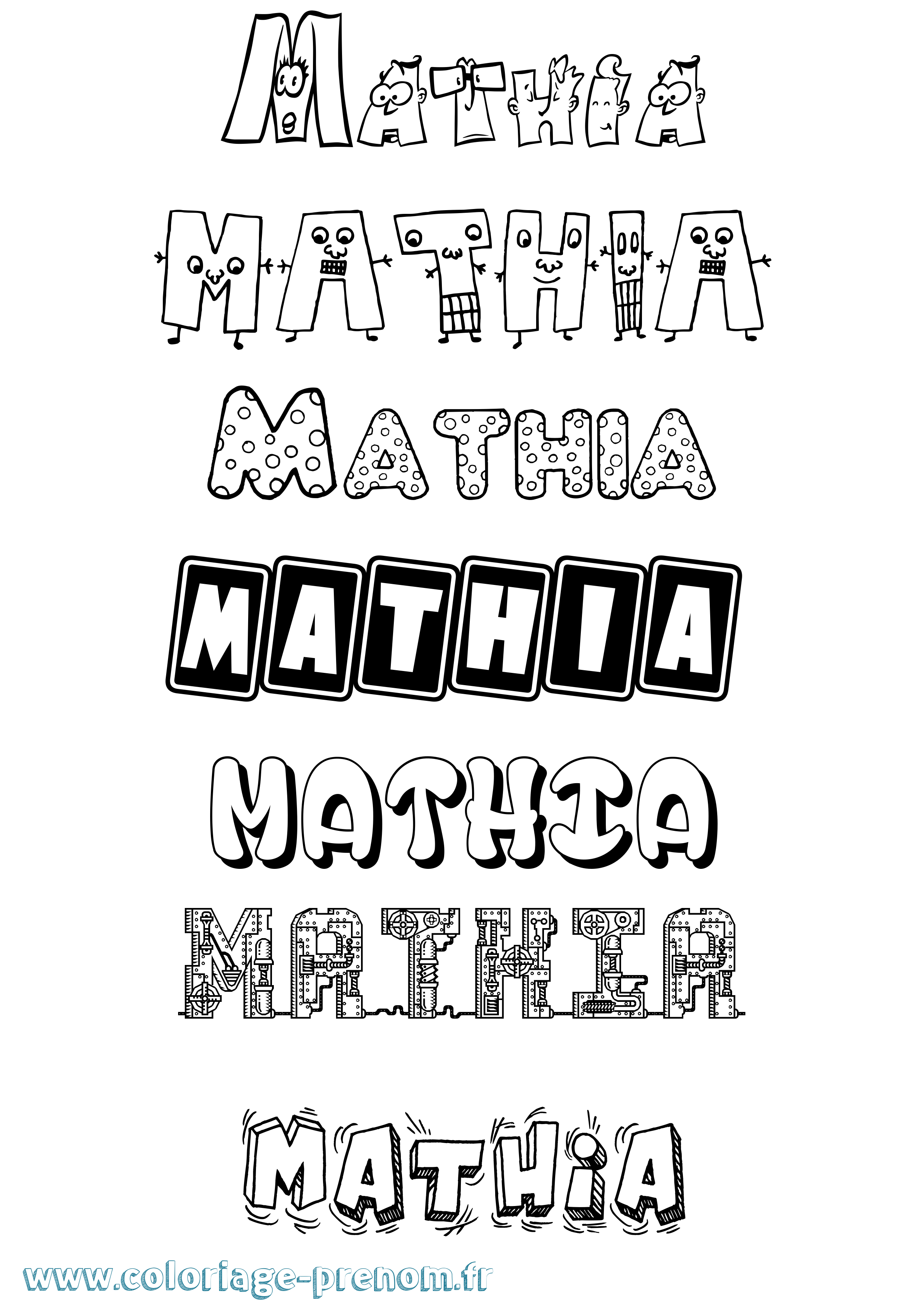 Coloriage prénom Mathia Fun