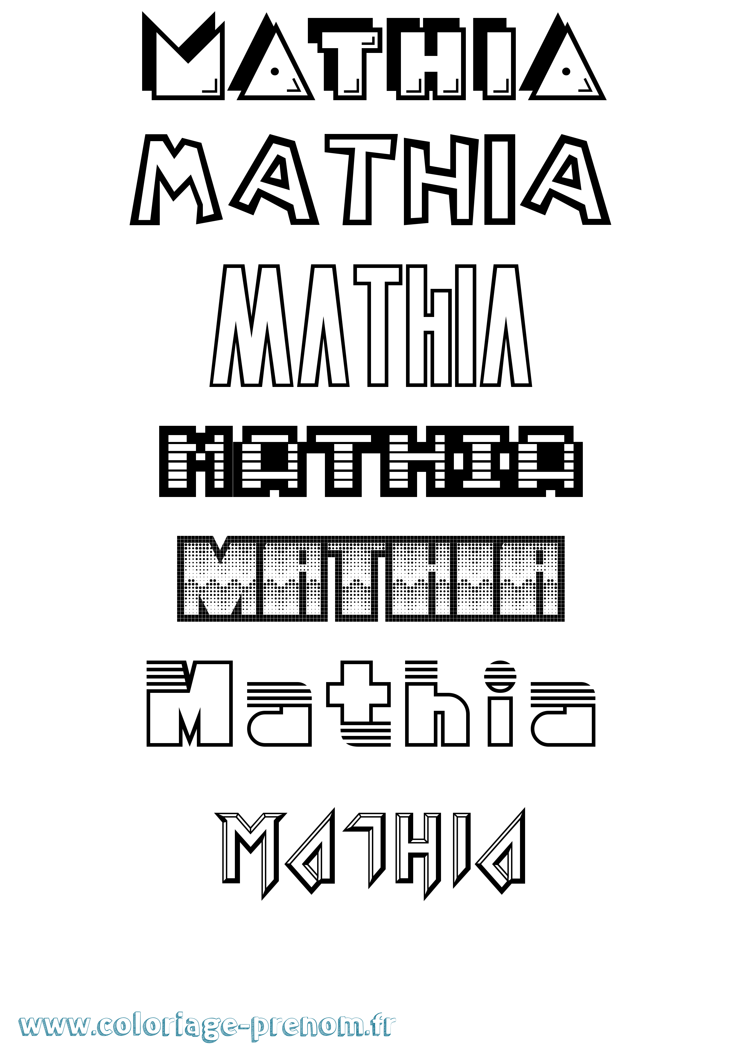 Coloriage prénom Mathia Jeux Vidéos