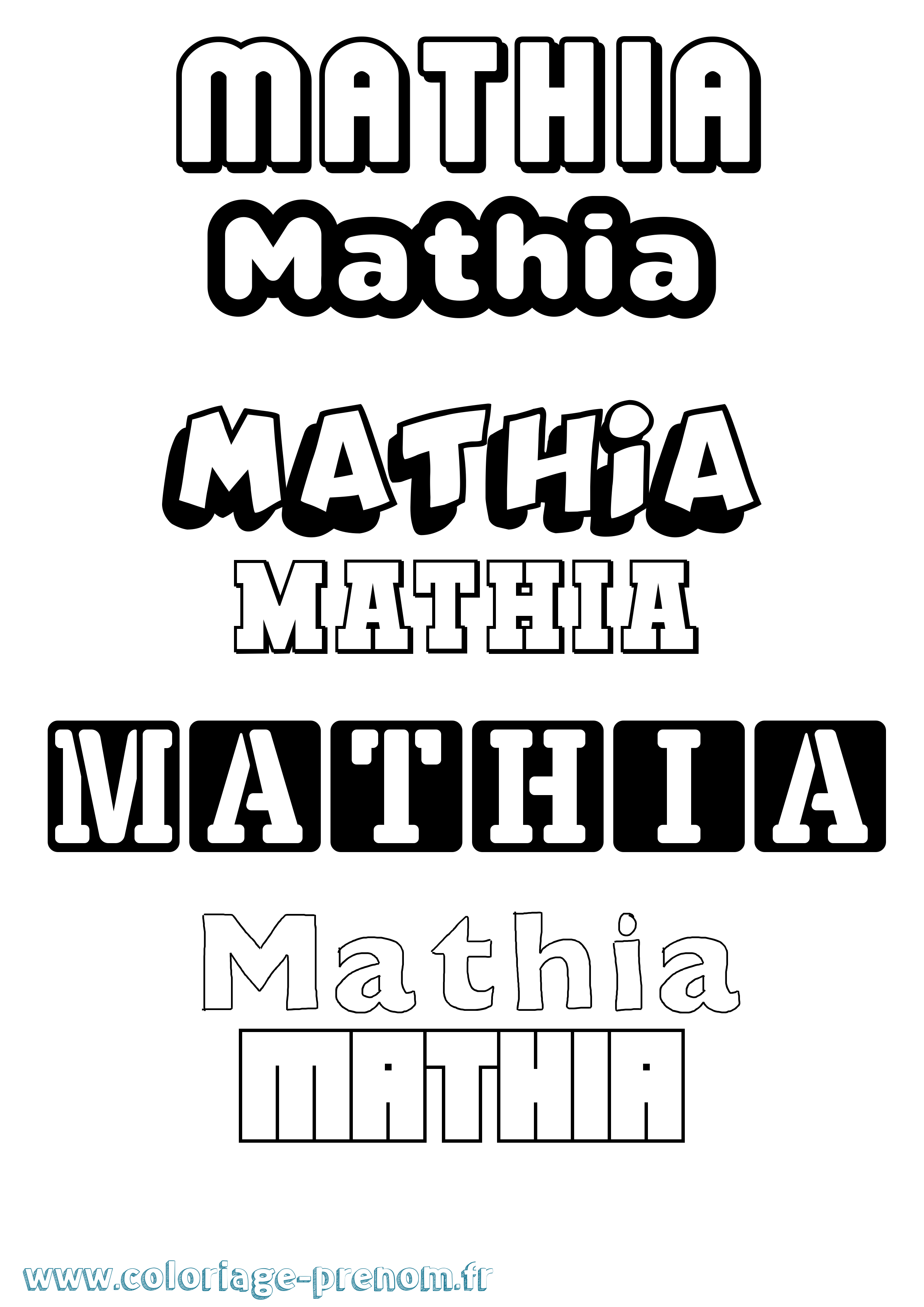 Coloriage prénom Mathia Simple