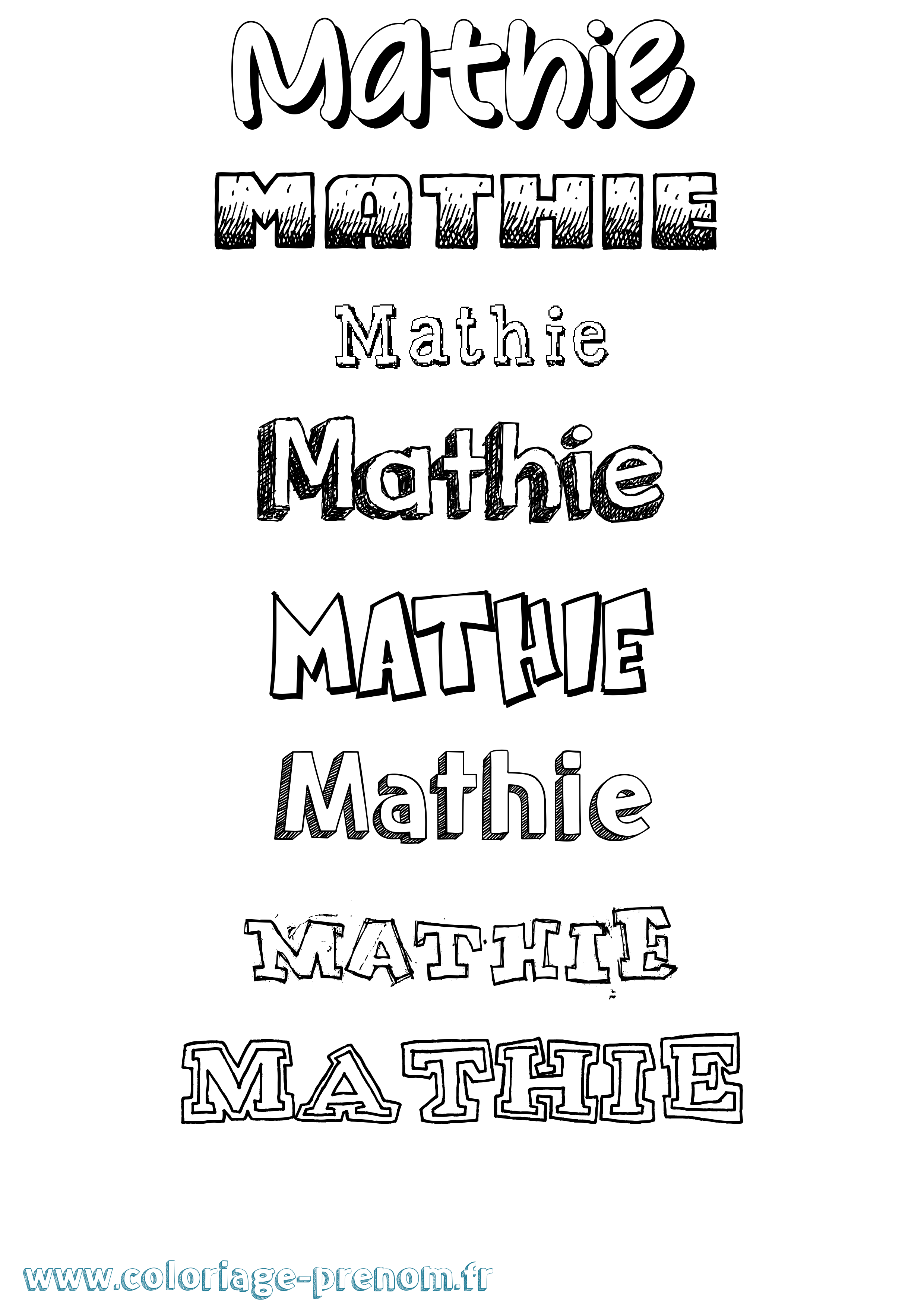 Coloriage prénom Mathie Dessiné