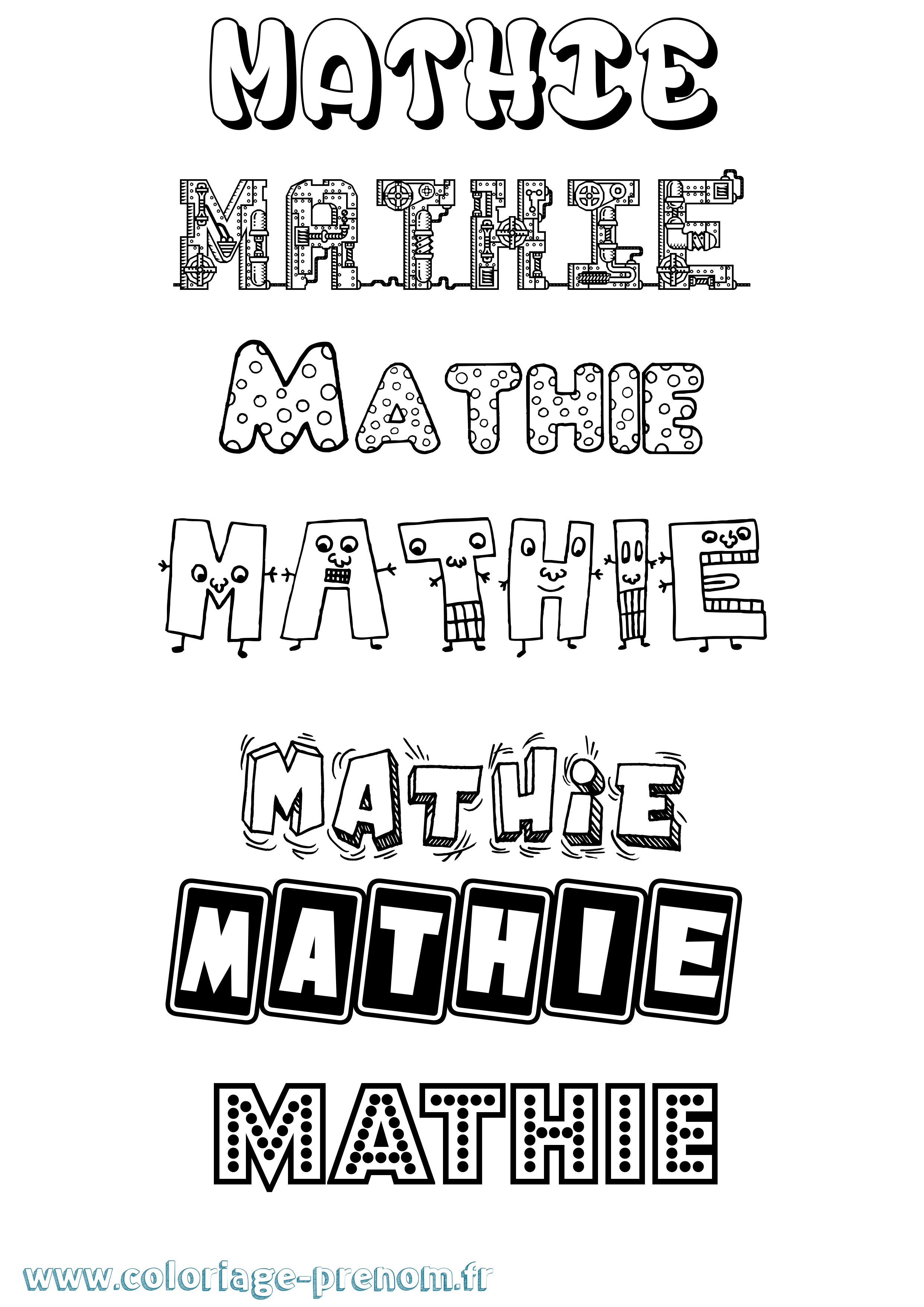 Coloriage prénom Mathie Fun