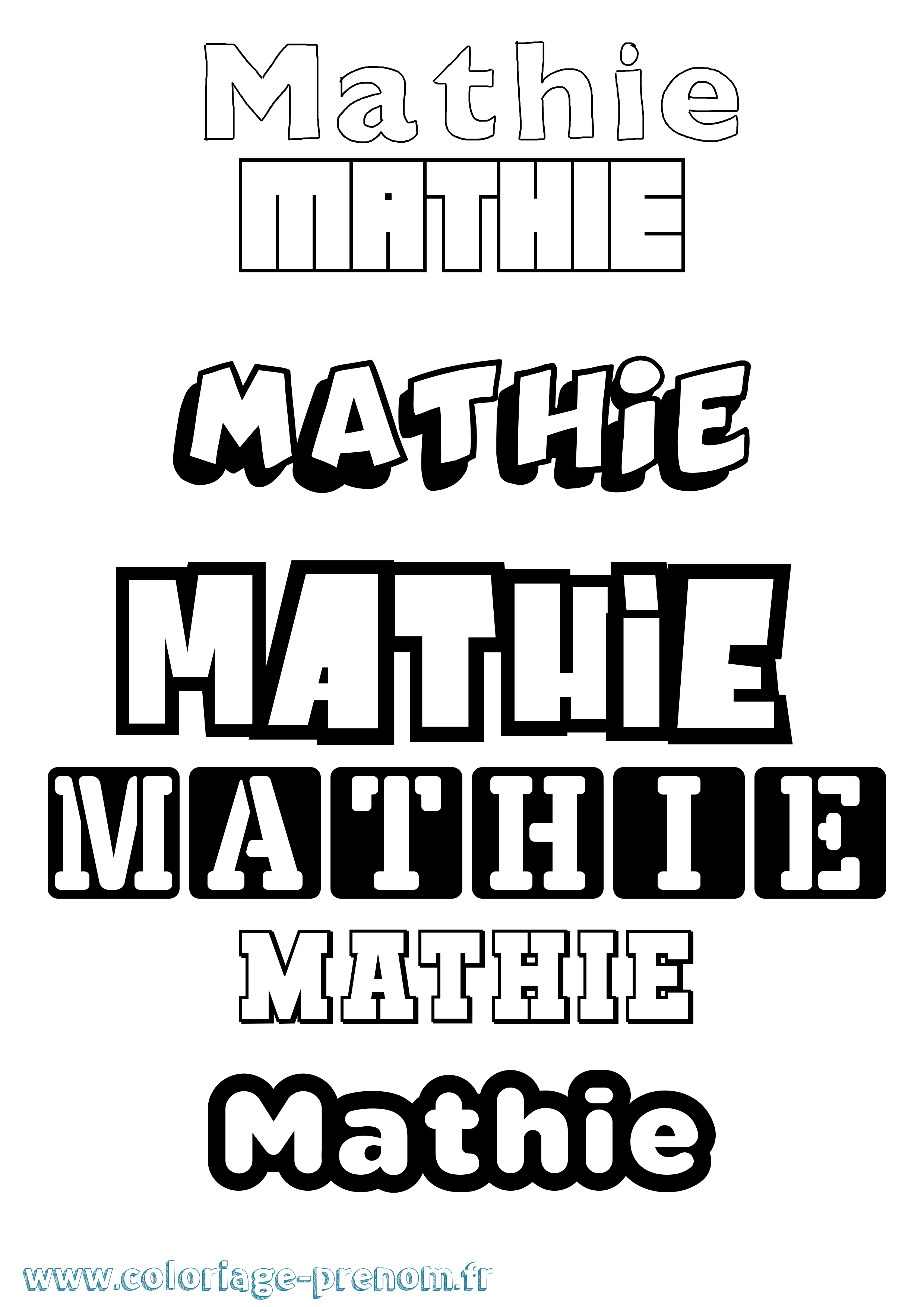 Coloriage prénom Mathie Simple