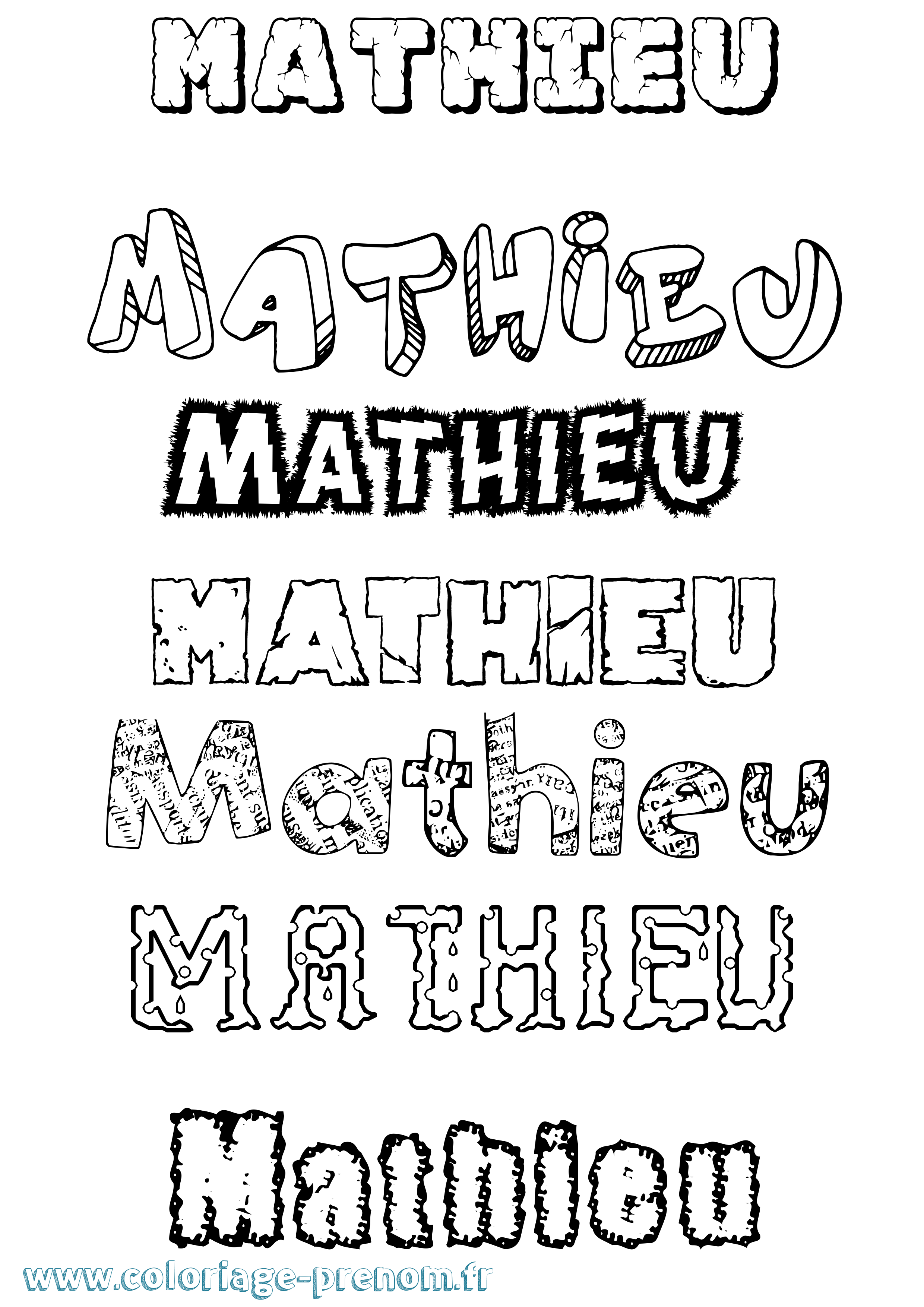 Coloriage prénom Mathieu Destructuré