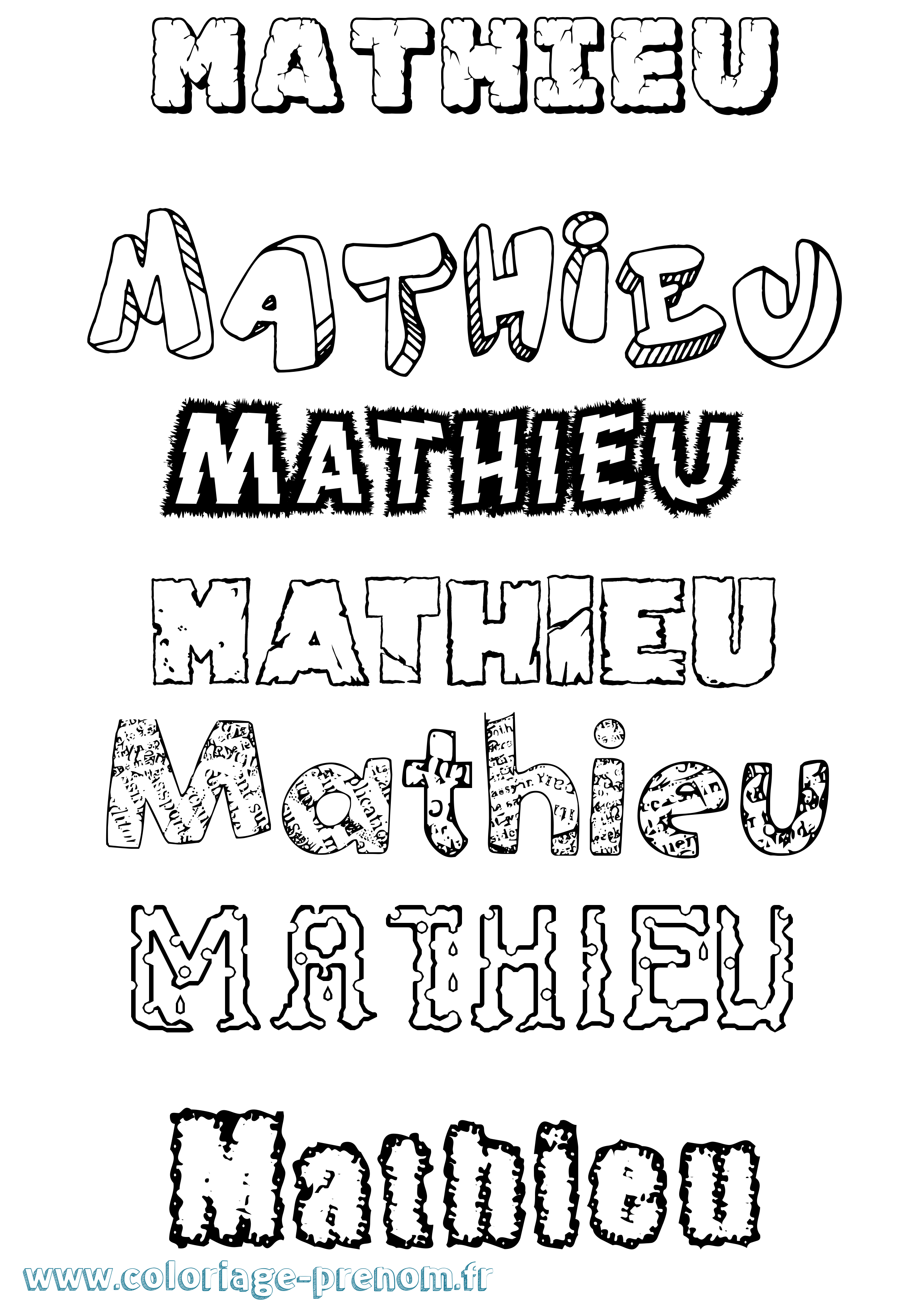 Coloriage Mathieu Coloriage prénom Mathieu