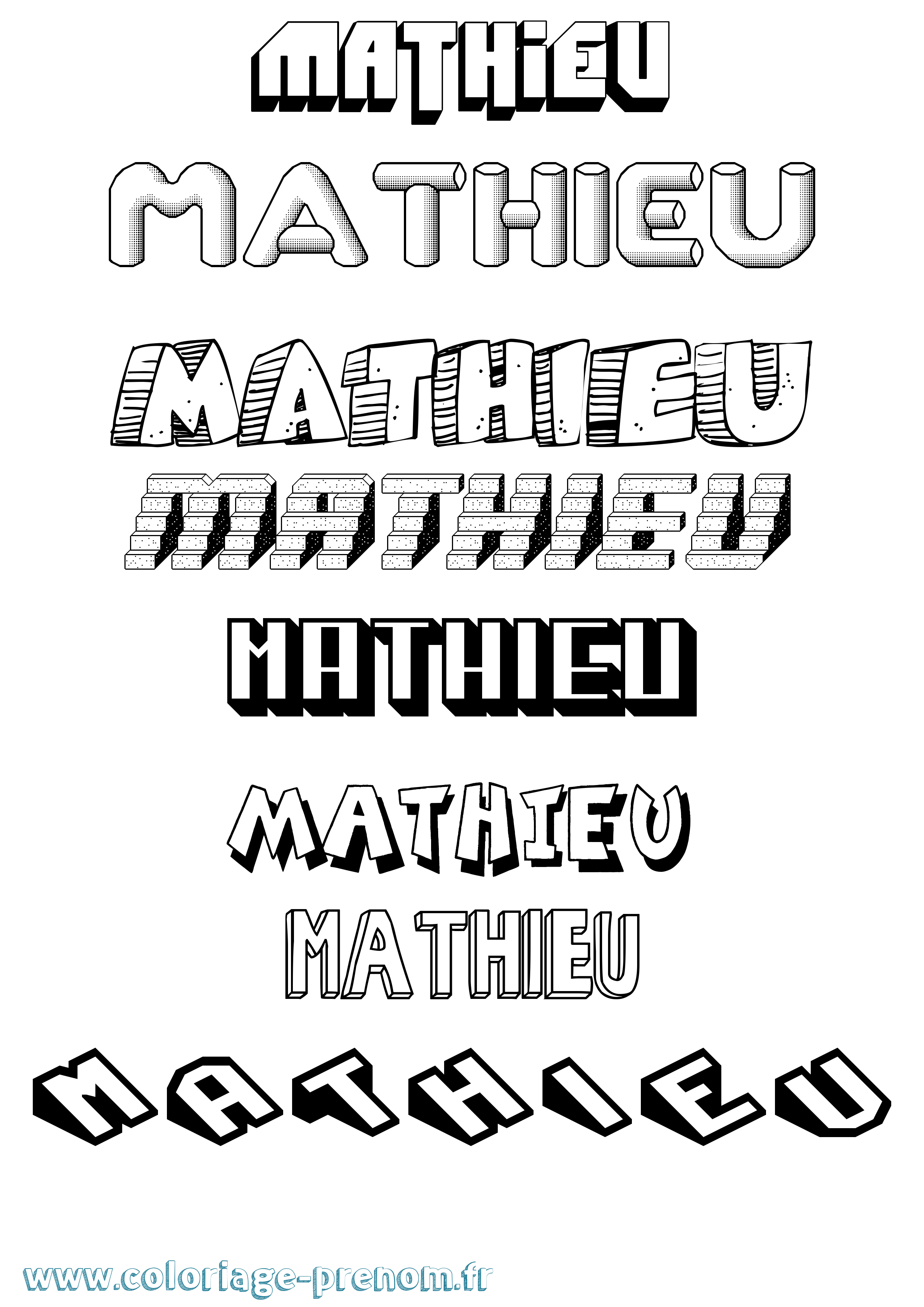 Coloriage prénom Mathieu