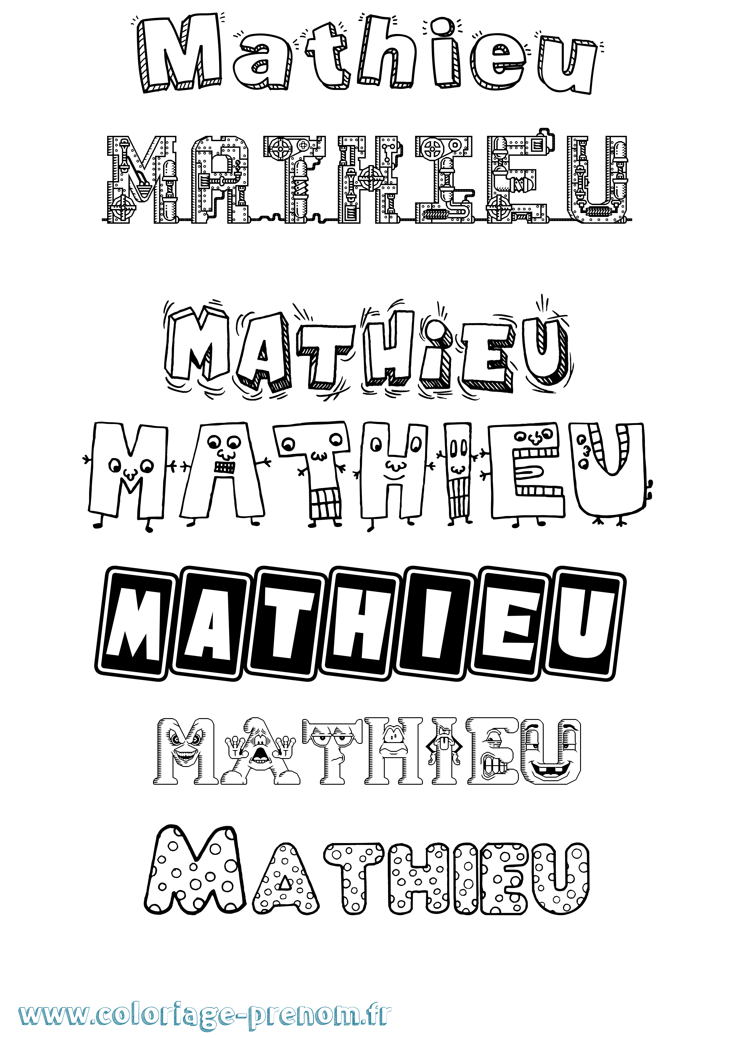 Coloriage Mathieu Coloriage prénom Mathieu