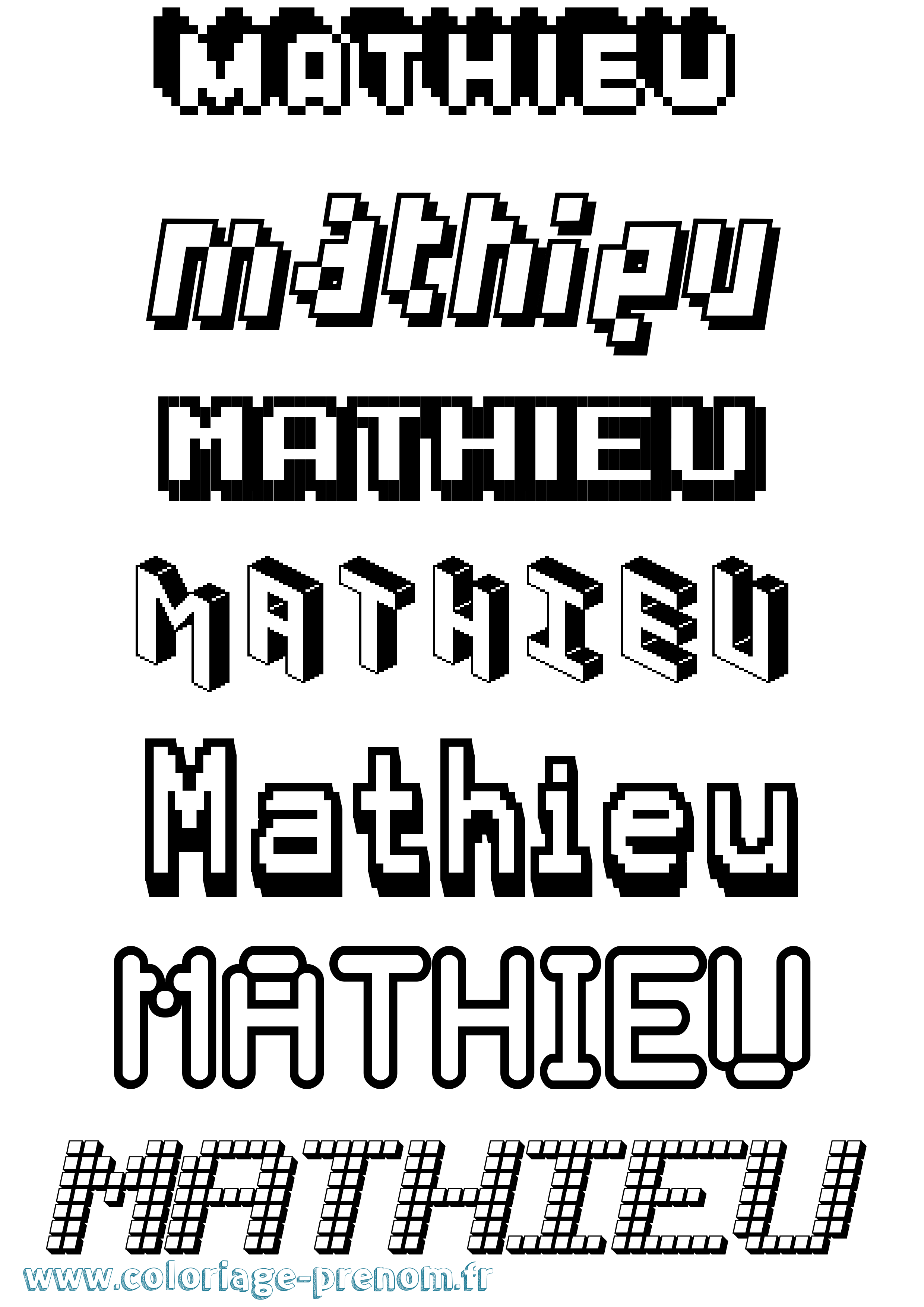 Coloriage prénom Mathieu