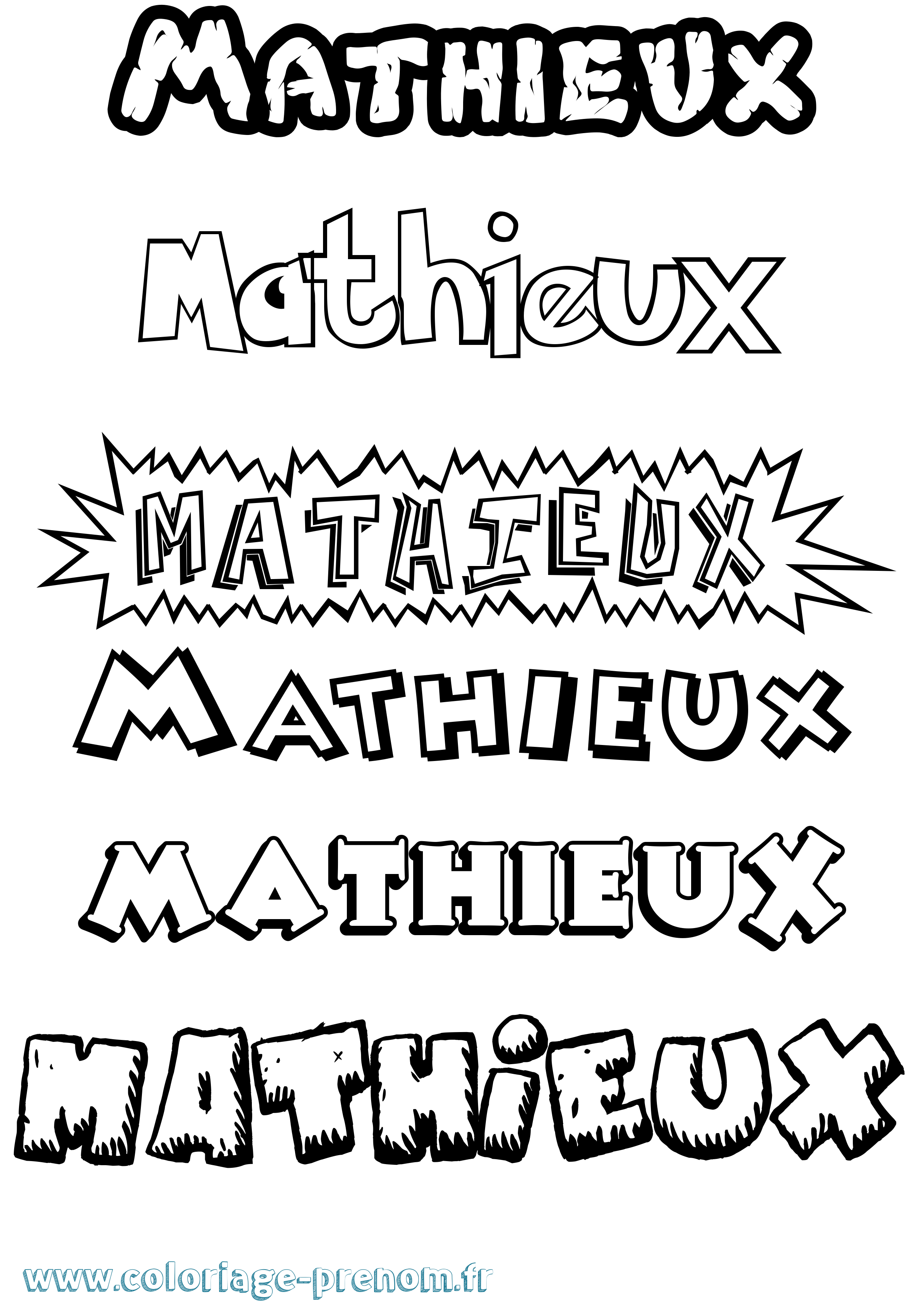 Coloriage prénom Mathieux Dessin Animé