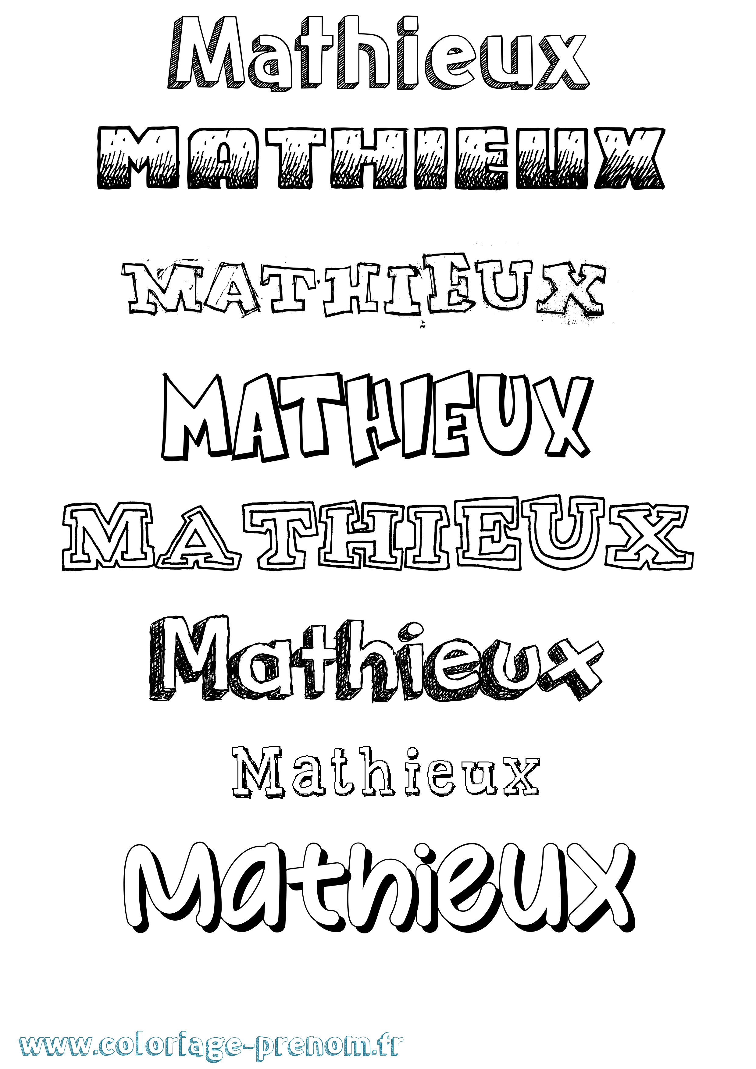 Coloriage prénom Mathieux Dessiné