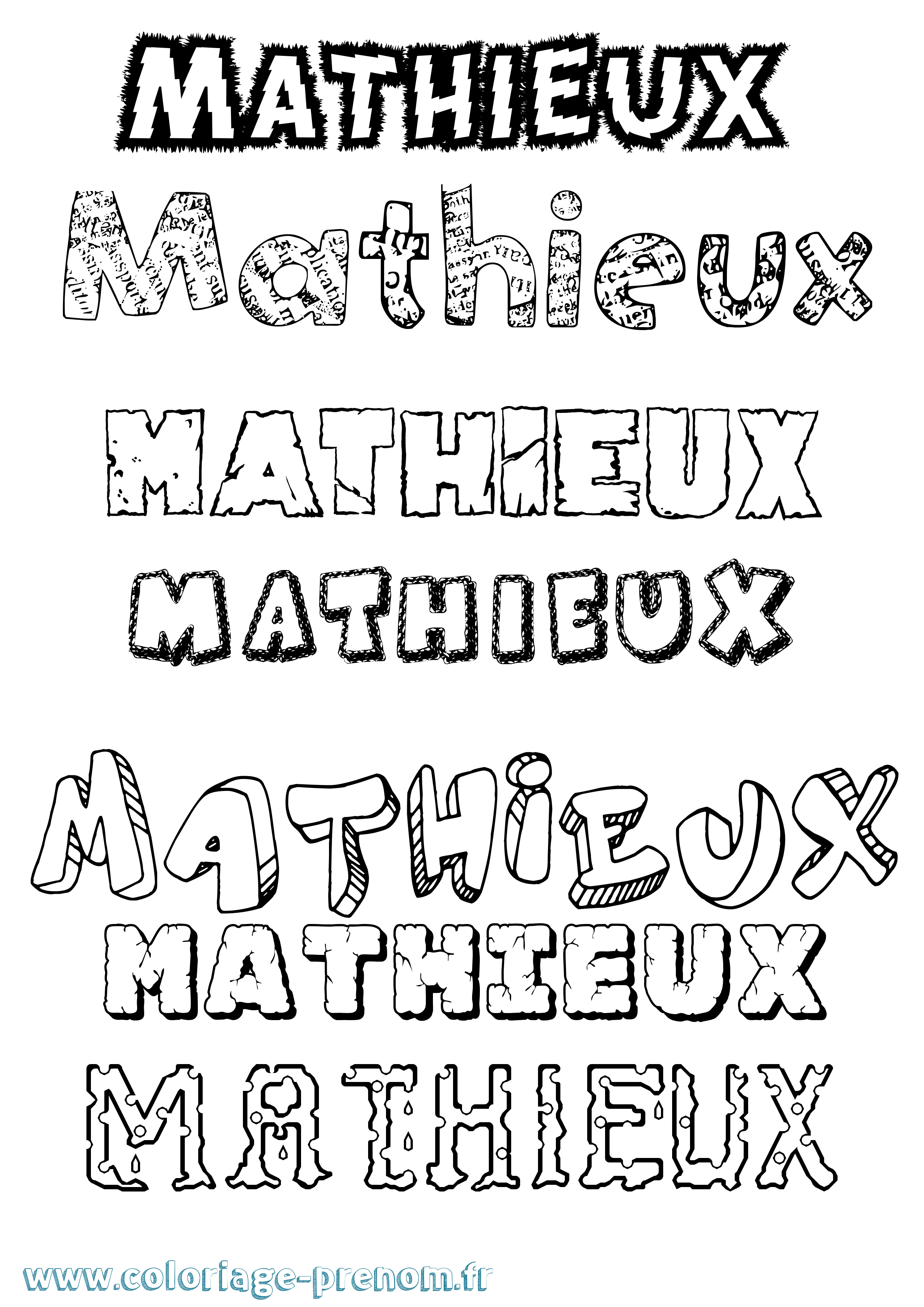 Coloriage prénom Mathieux Destructuré