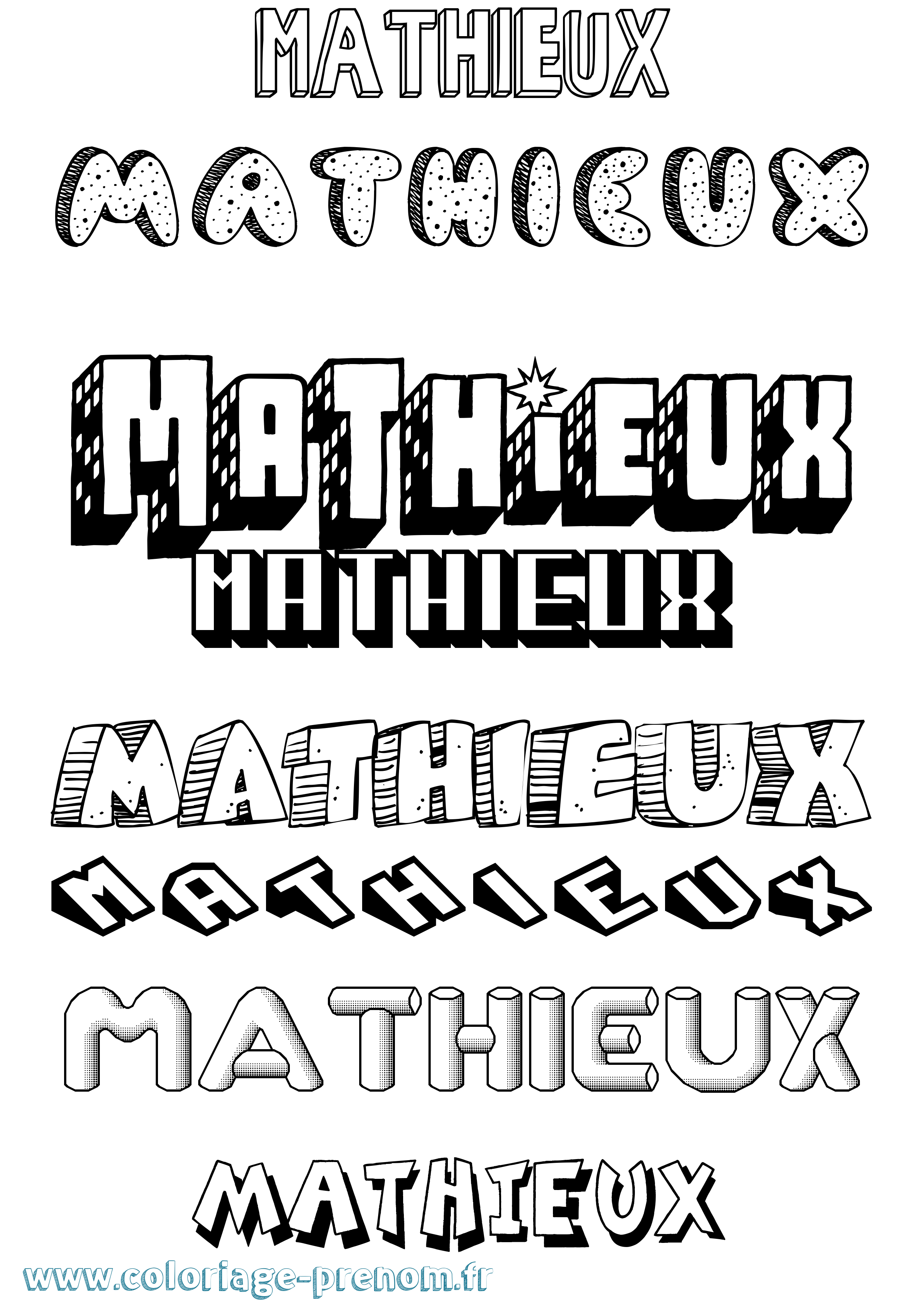 Coloriage prénom Mathieux Effet 3D