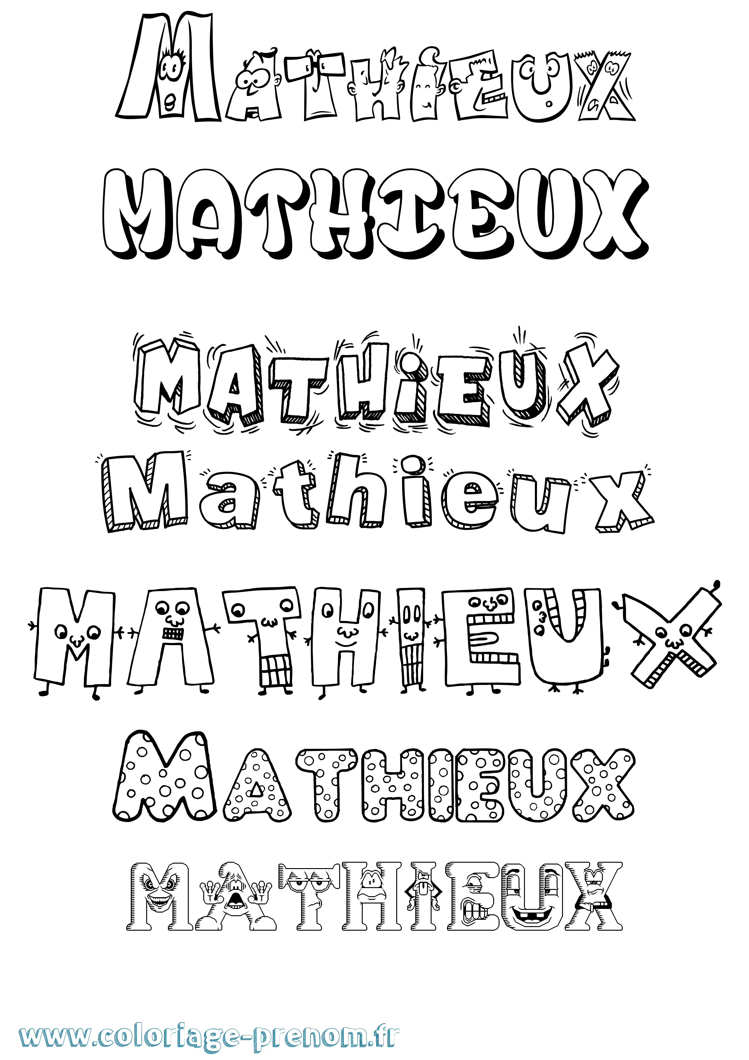 Coloriage prénom Mathieux Fun