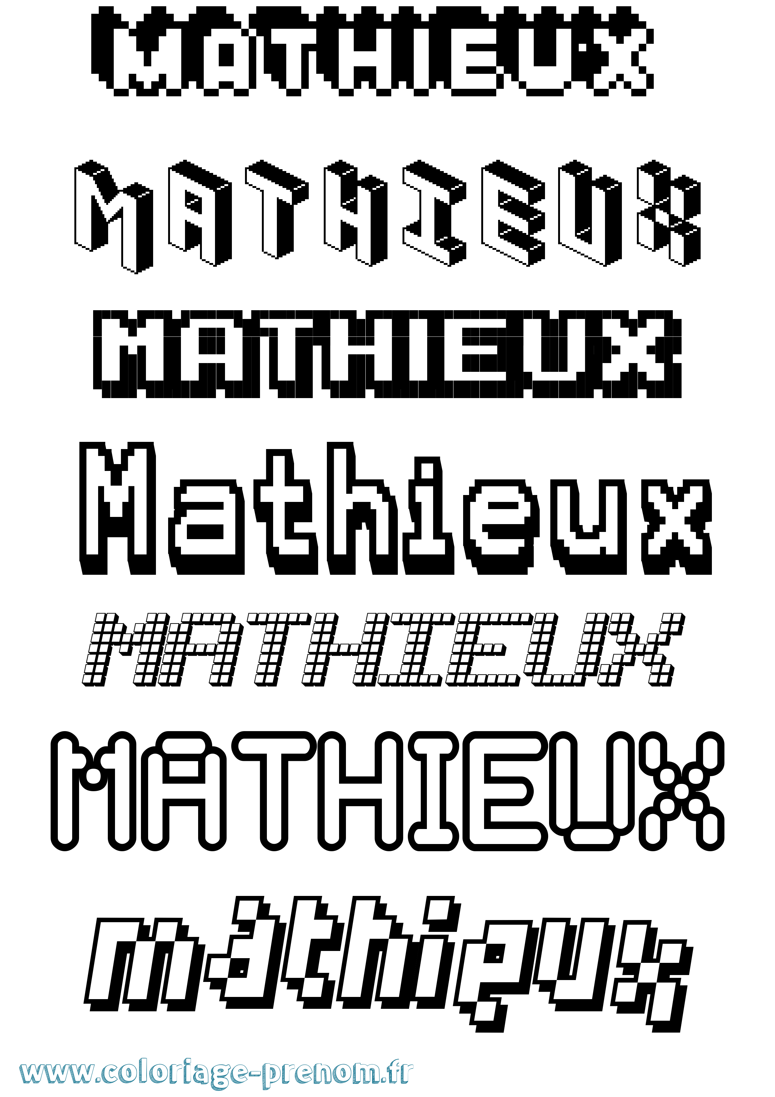 Coloriage prénom Mathieux Pixel