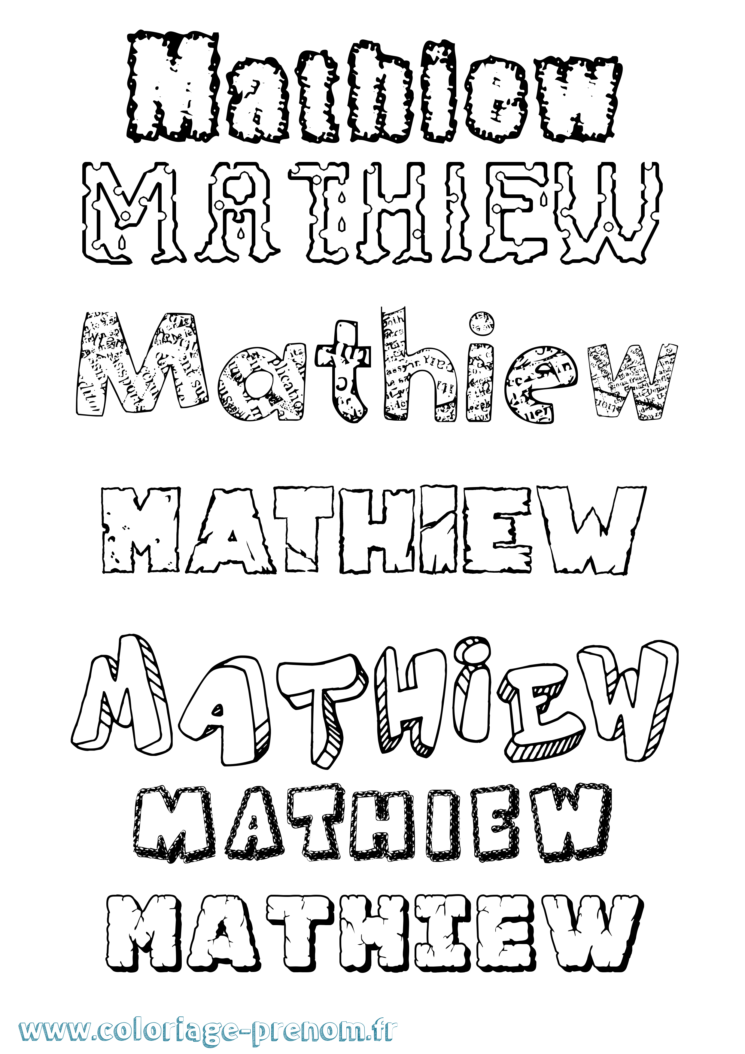 Coloriage prénom Mathiew Destructuré