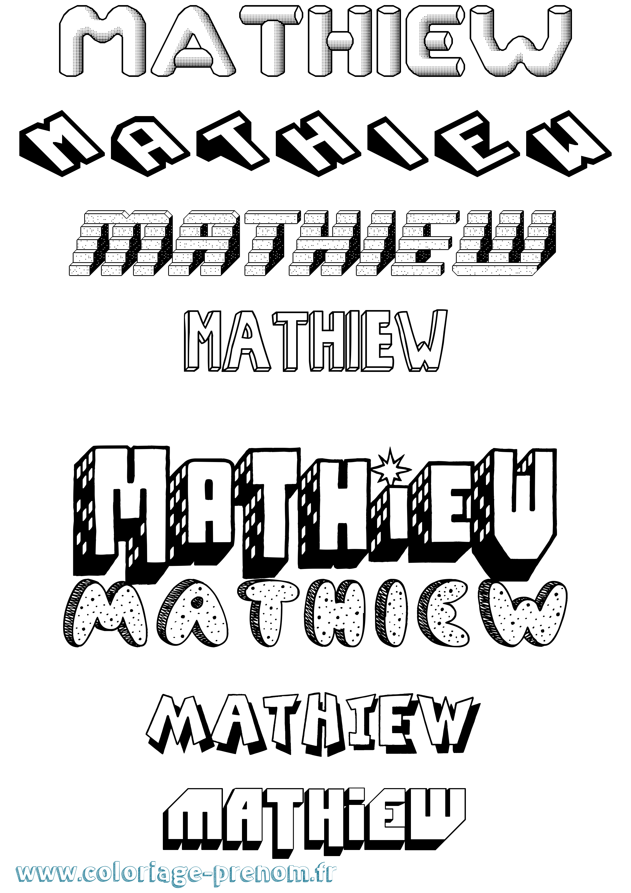 Coloriage prénom Mathiew Effet 3D